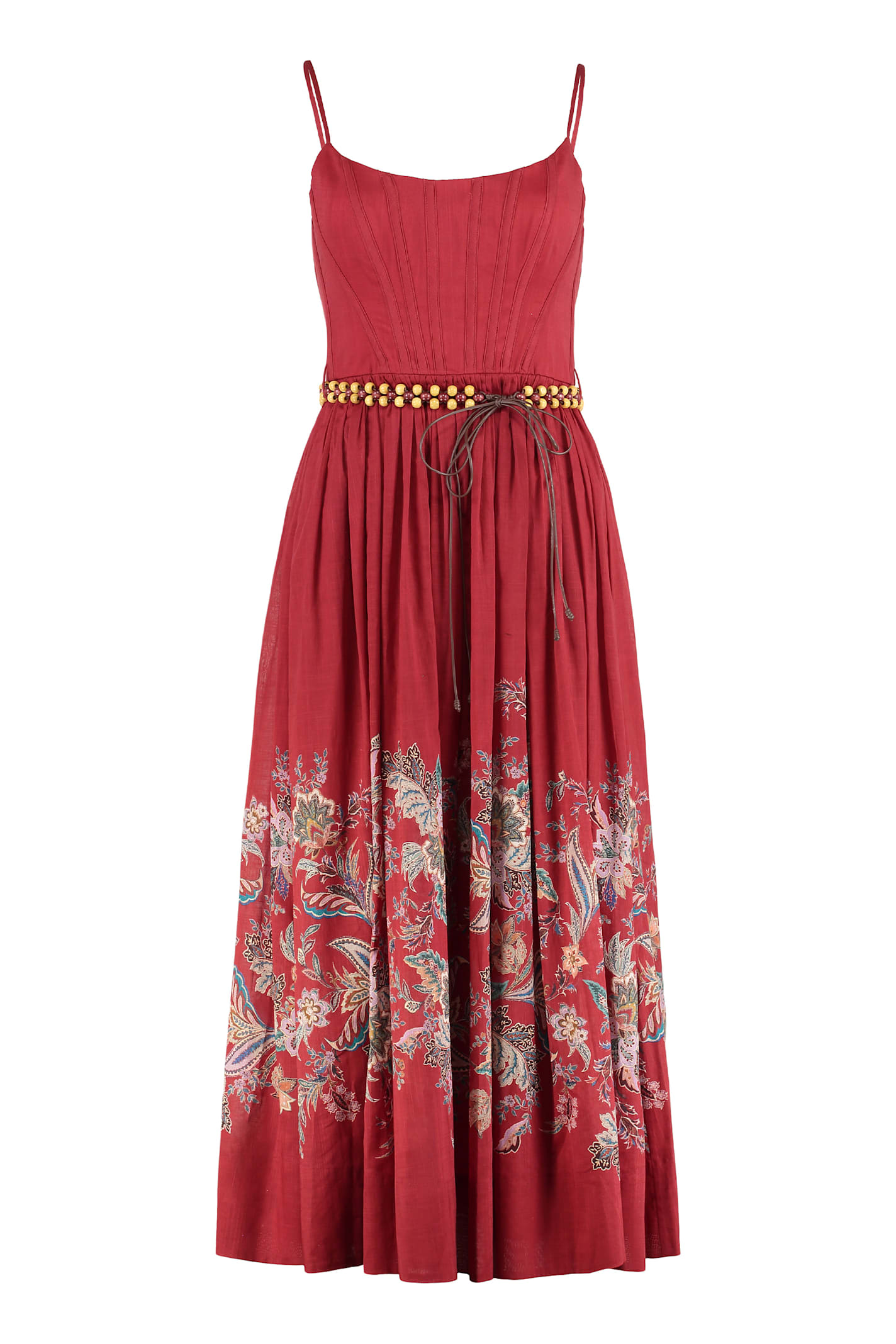 Zimmermann Rhiannon Corset Midi Dress In Red