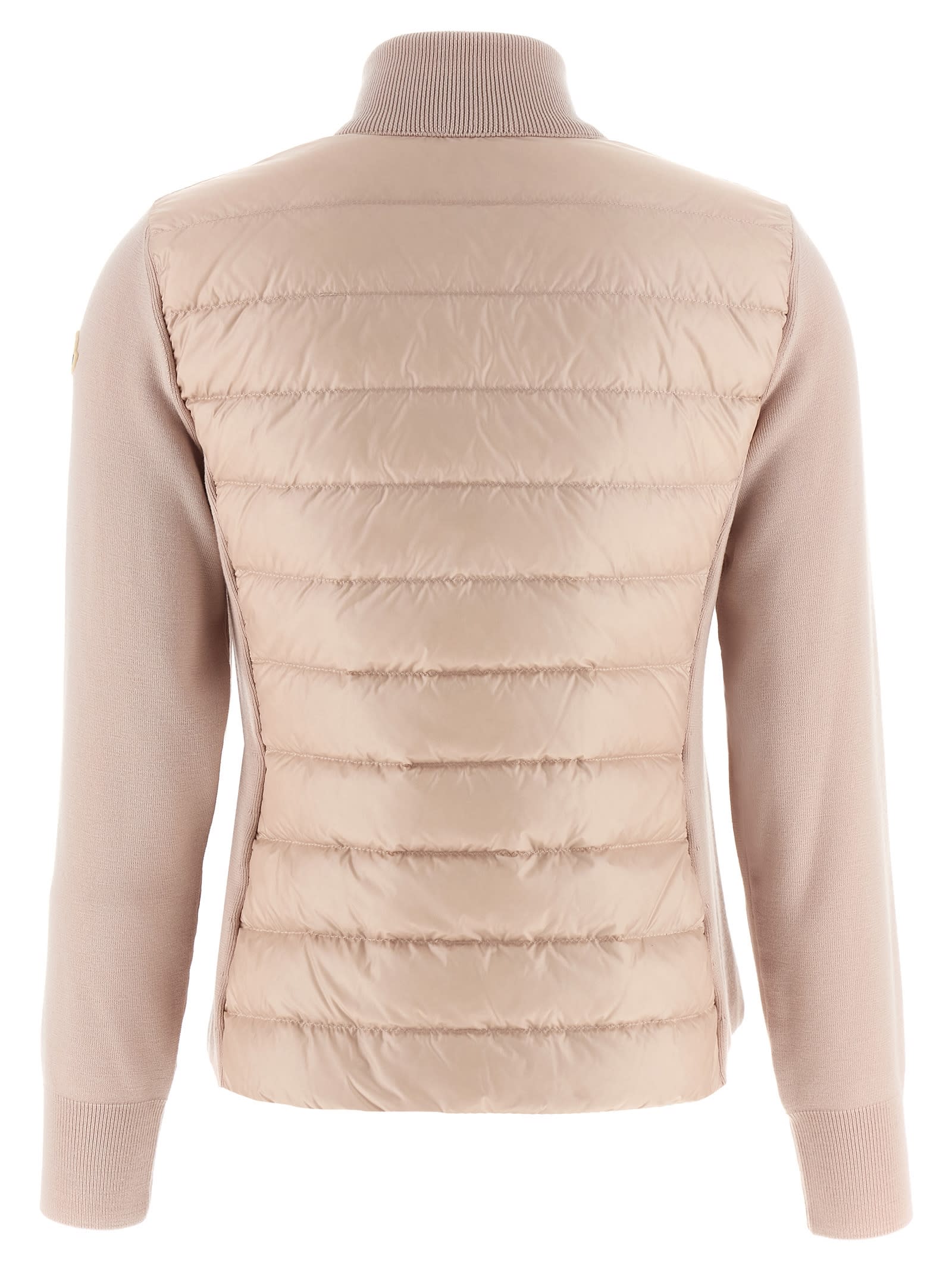 Moncler Two-material Cardigan Sweaters And Cardigans Pink In Pink