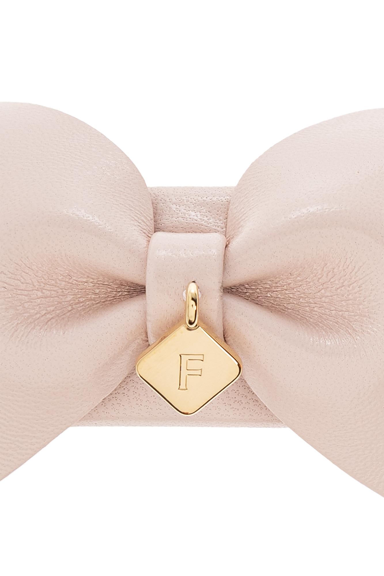 Ferragamo Bow-detail Leather Hair Clip In Pink