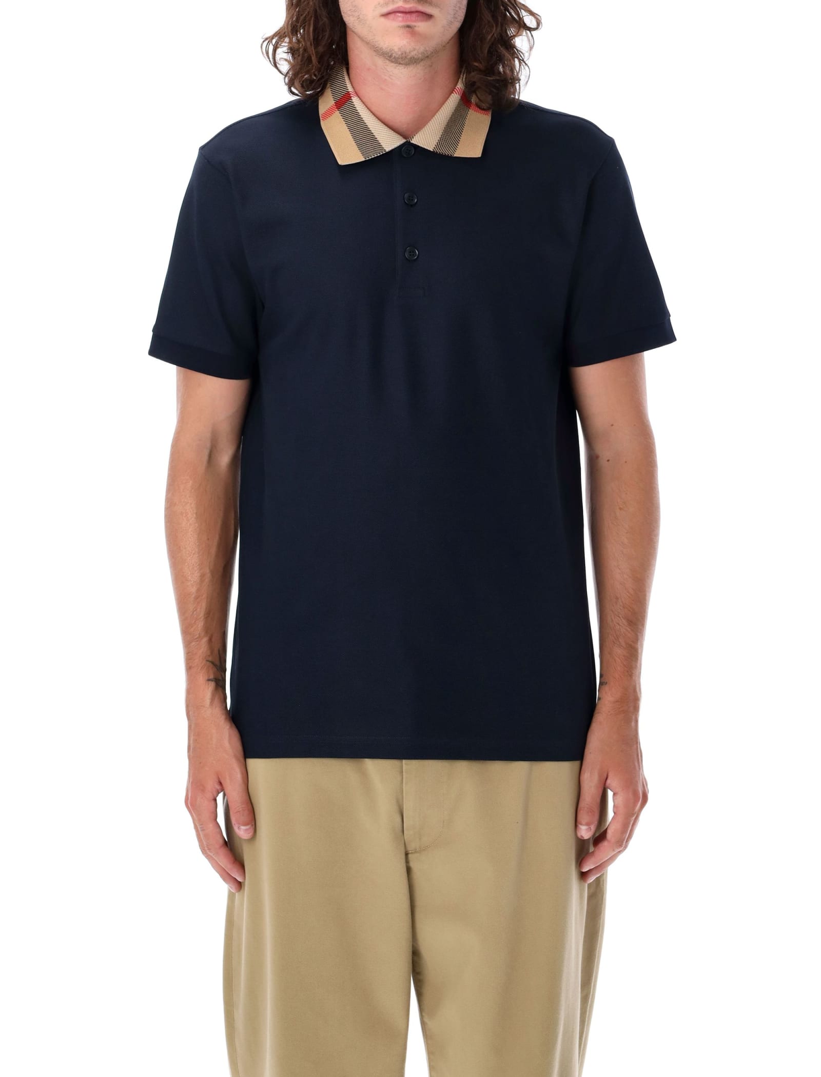 Shop Burberry Cody Polo Shirt In Smoked Navy