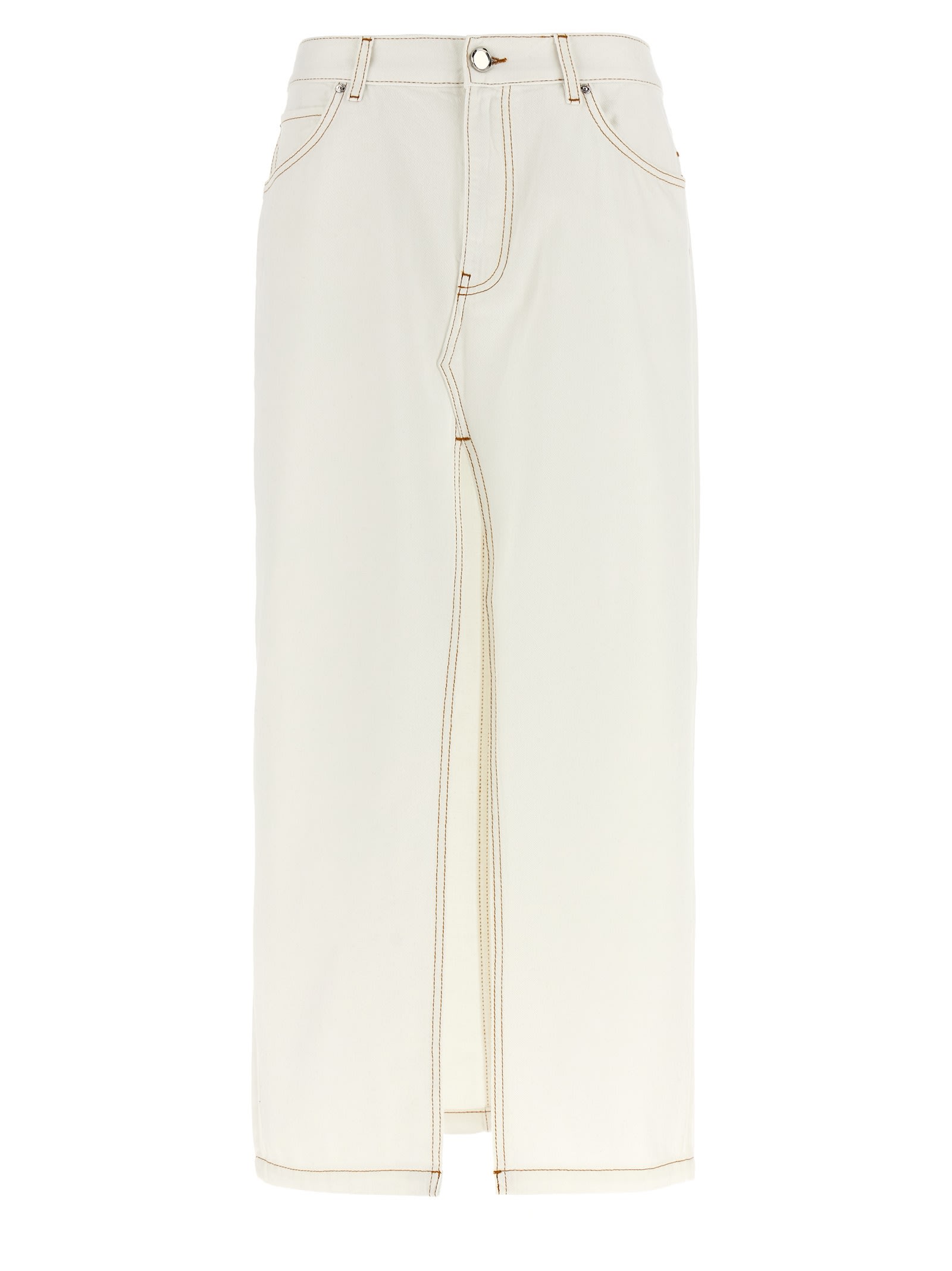 Pinko Maxi Slit Skirt In White