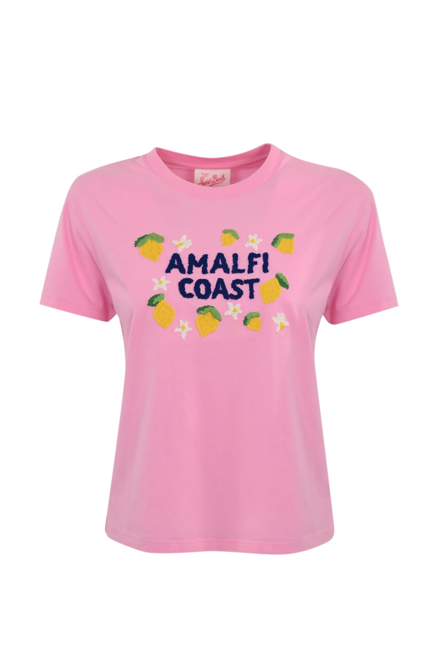 Shop Mc2 Saint Barth Emilie T-shirt With Amalfi Coast Embroidery In Rosa