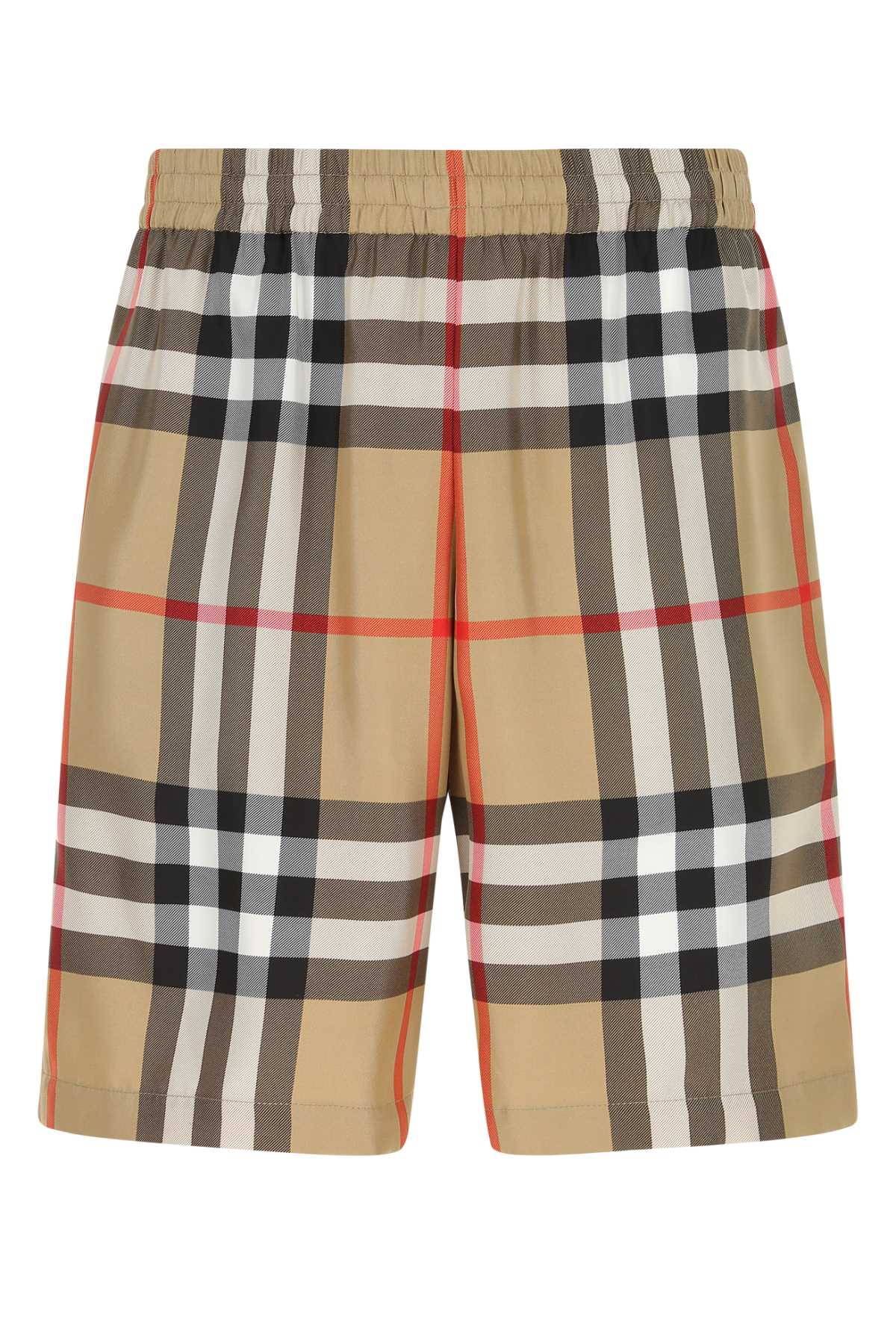 Shop Burberry Embroidered Silk Bermuda Shorts In A7028