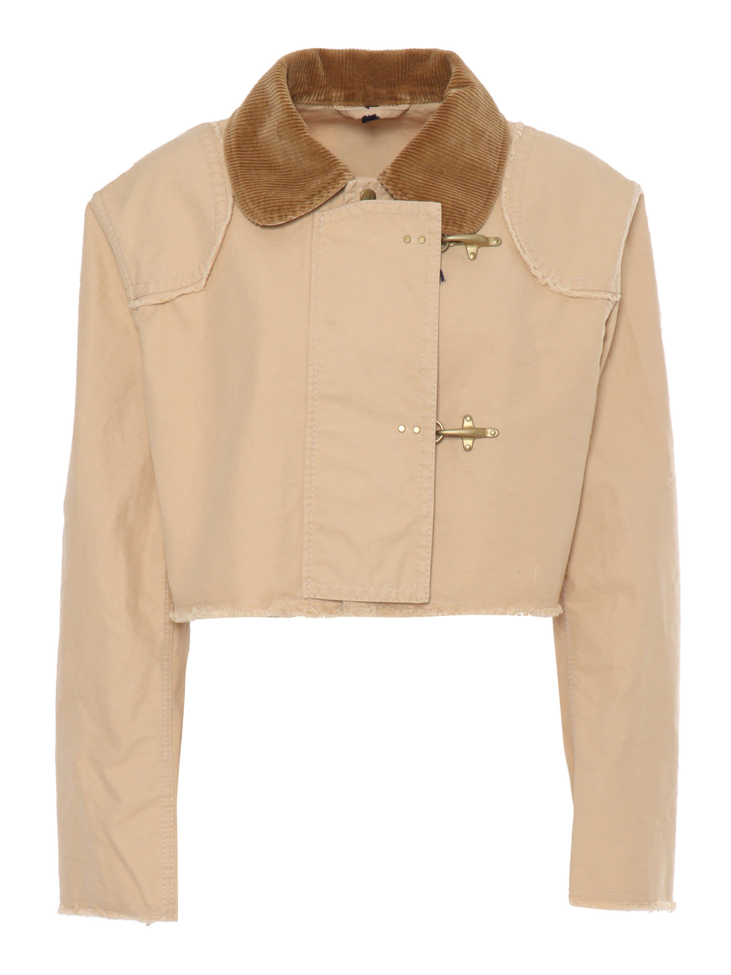 Shop Fay Beige Cropped Jacket In White