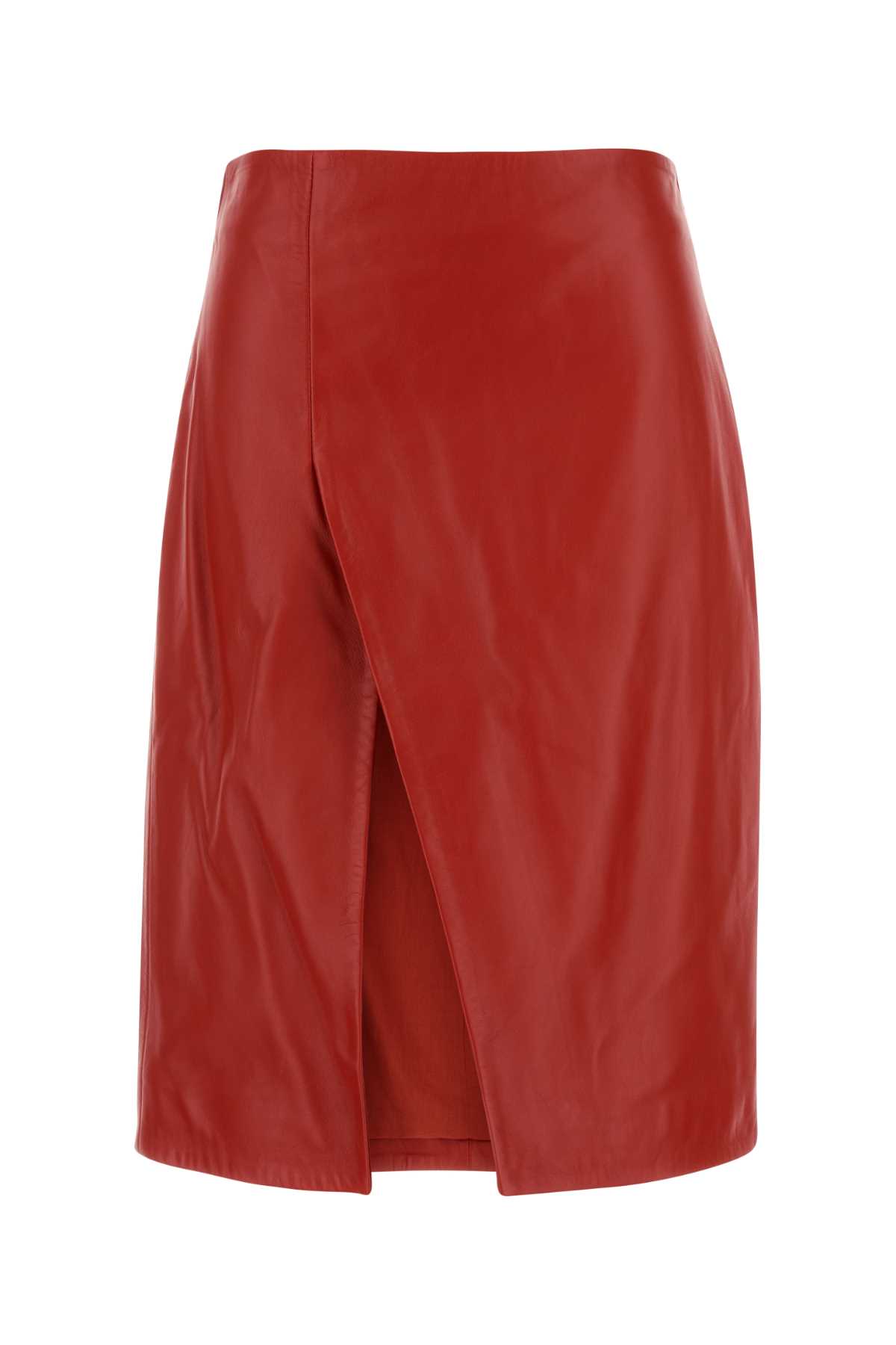 Red Leather Ekare Skirt