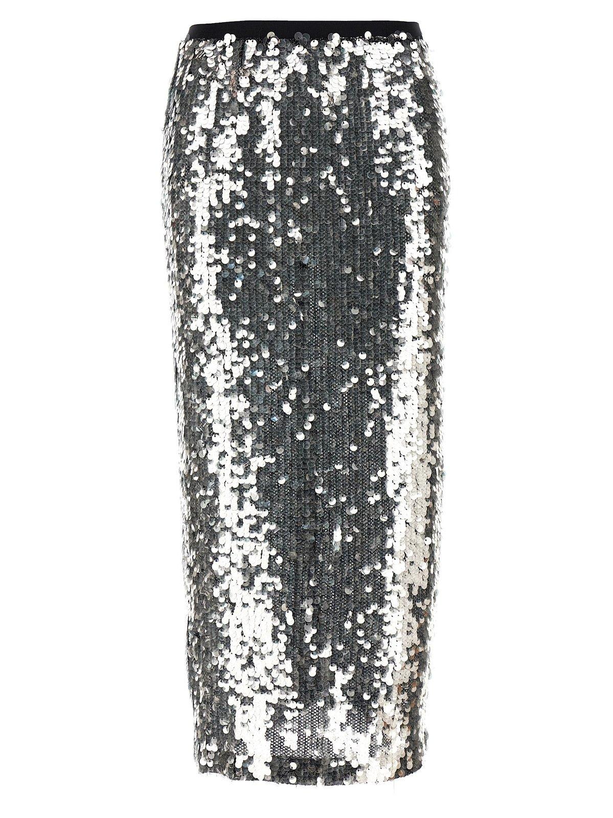 Shop Pinko Sequinned Mesh Pencil Skirt In Z7z