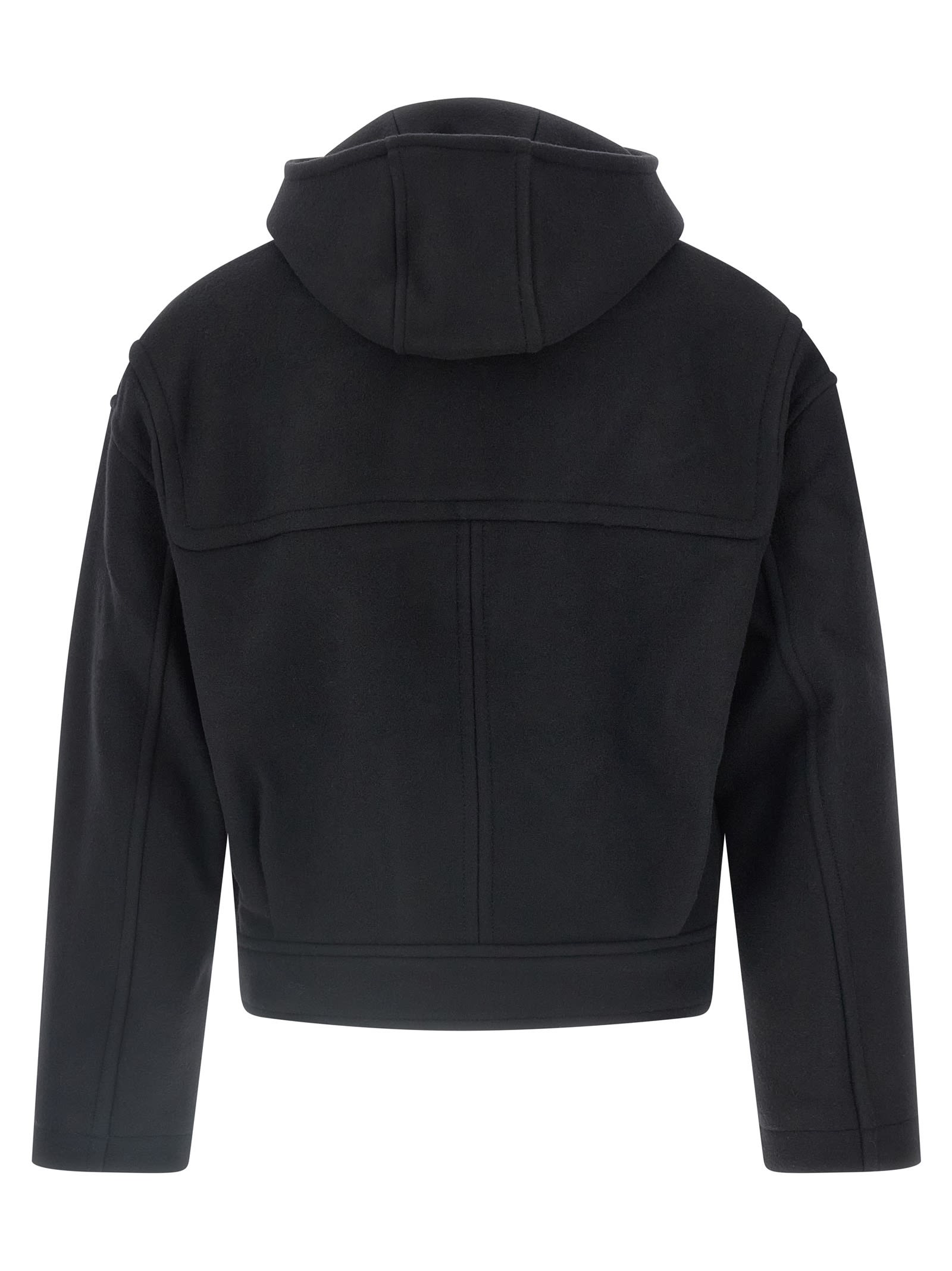 Jacquemus Cabana Duffle Coat With Hood And Long Sleeves In Black