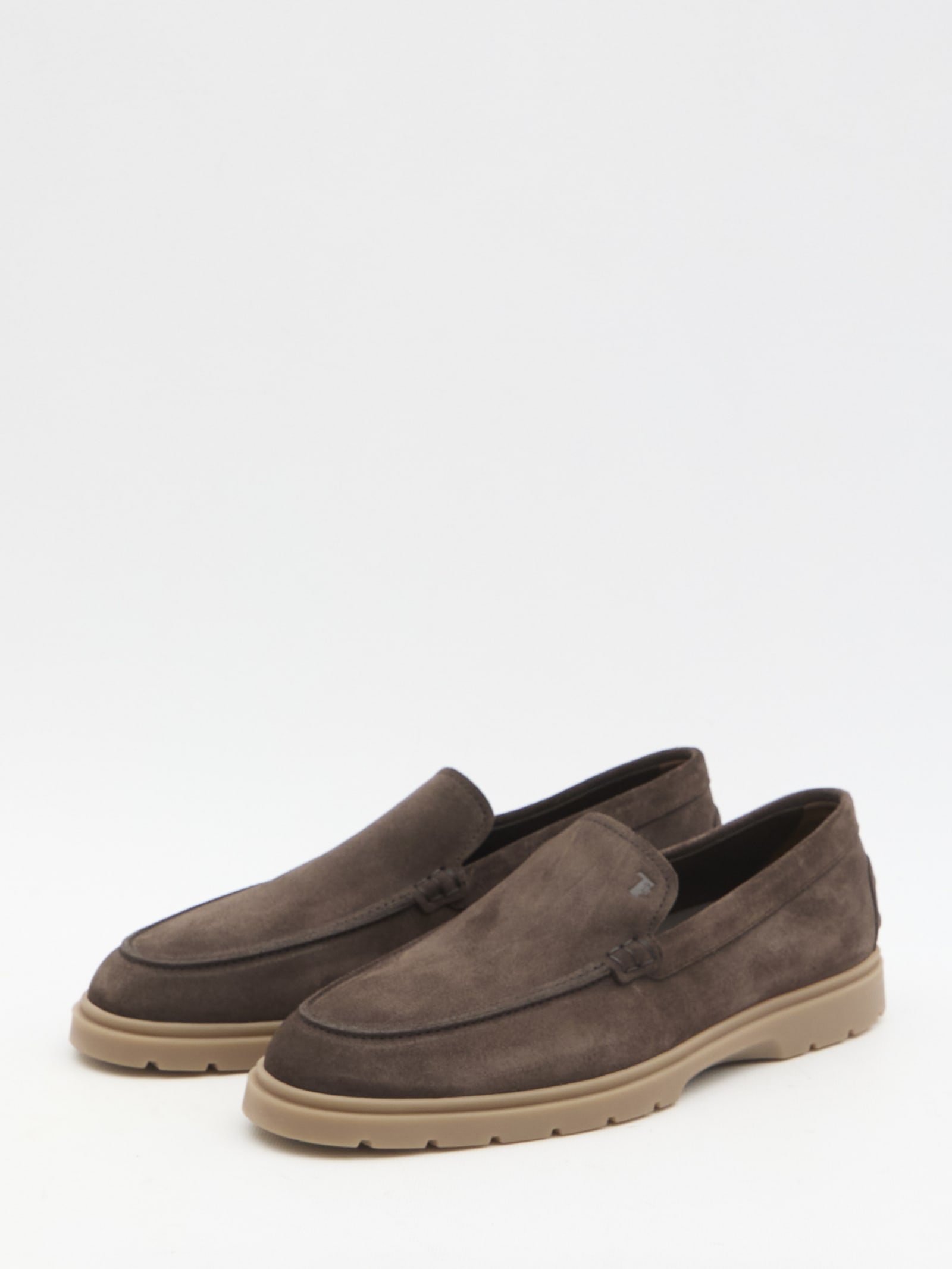 Shop Tod's Suede Loafers In Brown