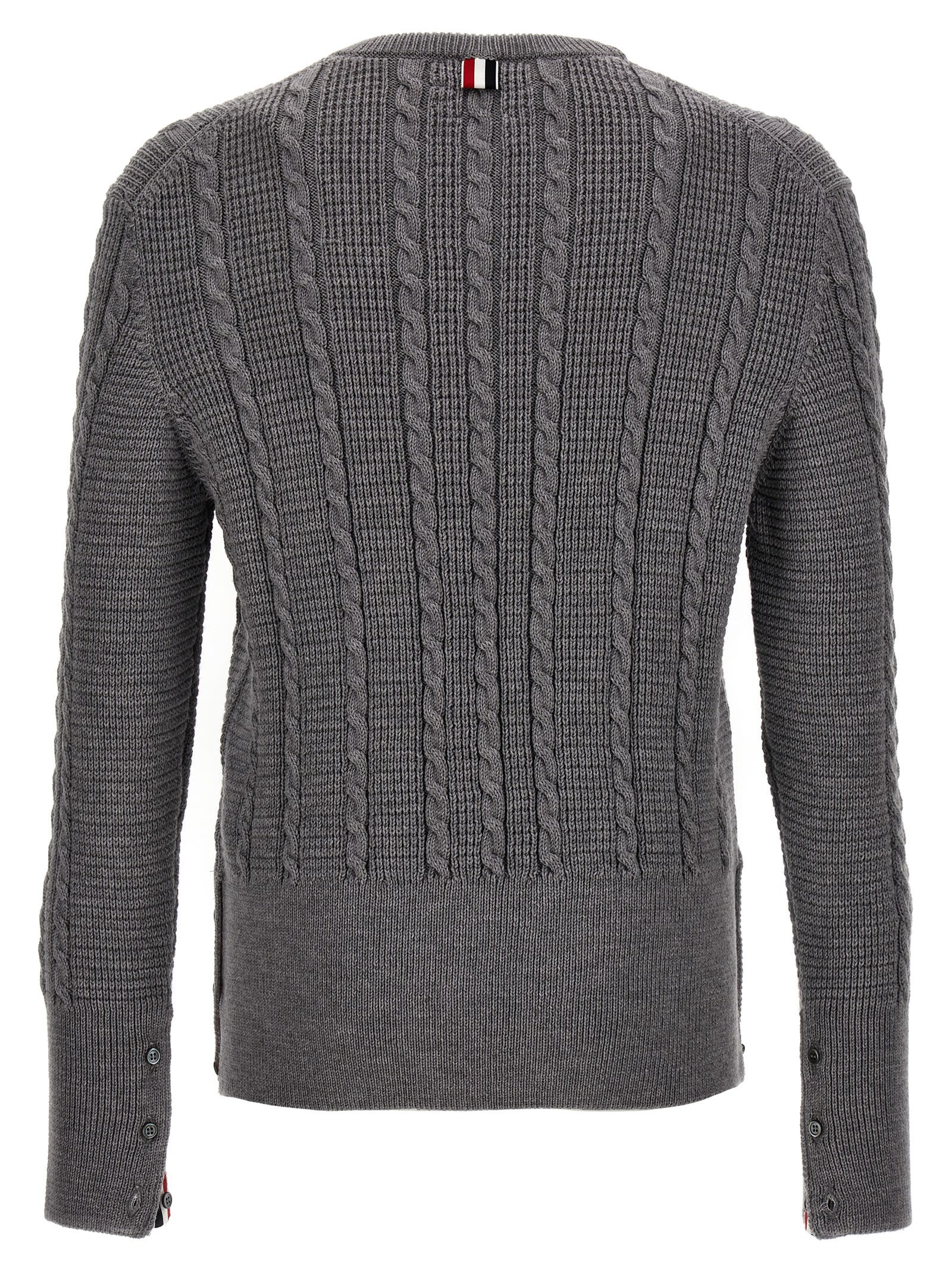 Shop Thom Browne Cable Sweater In Gray