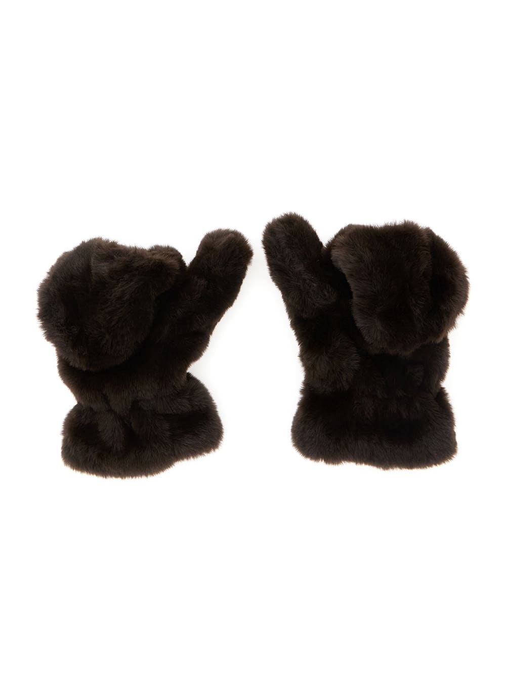 Apparis Coco Faux Fur Mittens In Brown