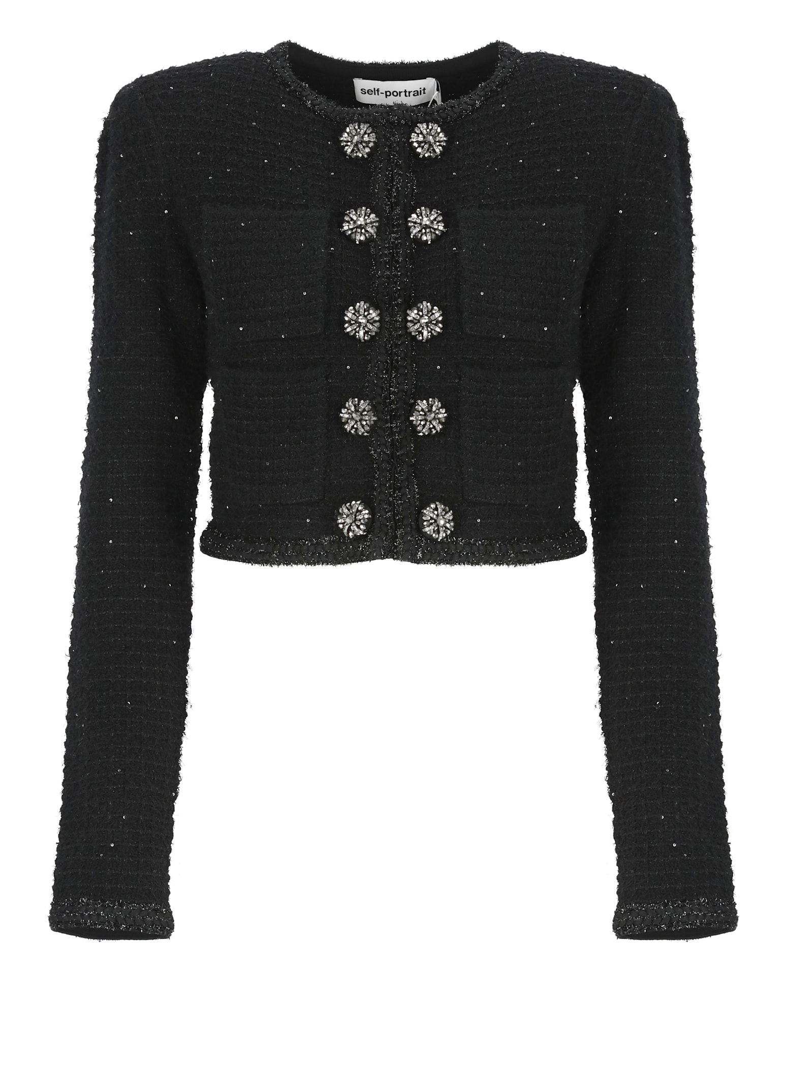 Self-portrait Blazer With Paillettes In Black