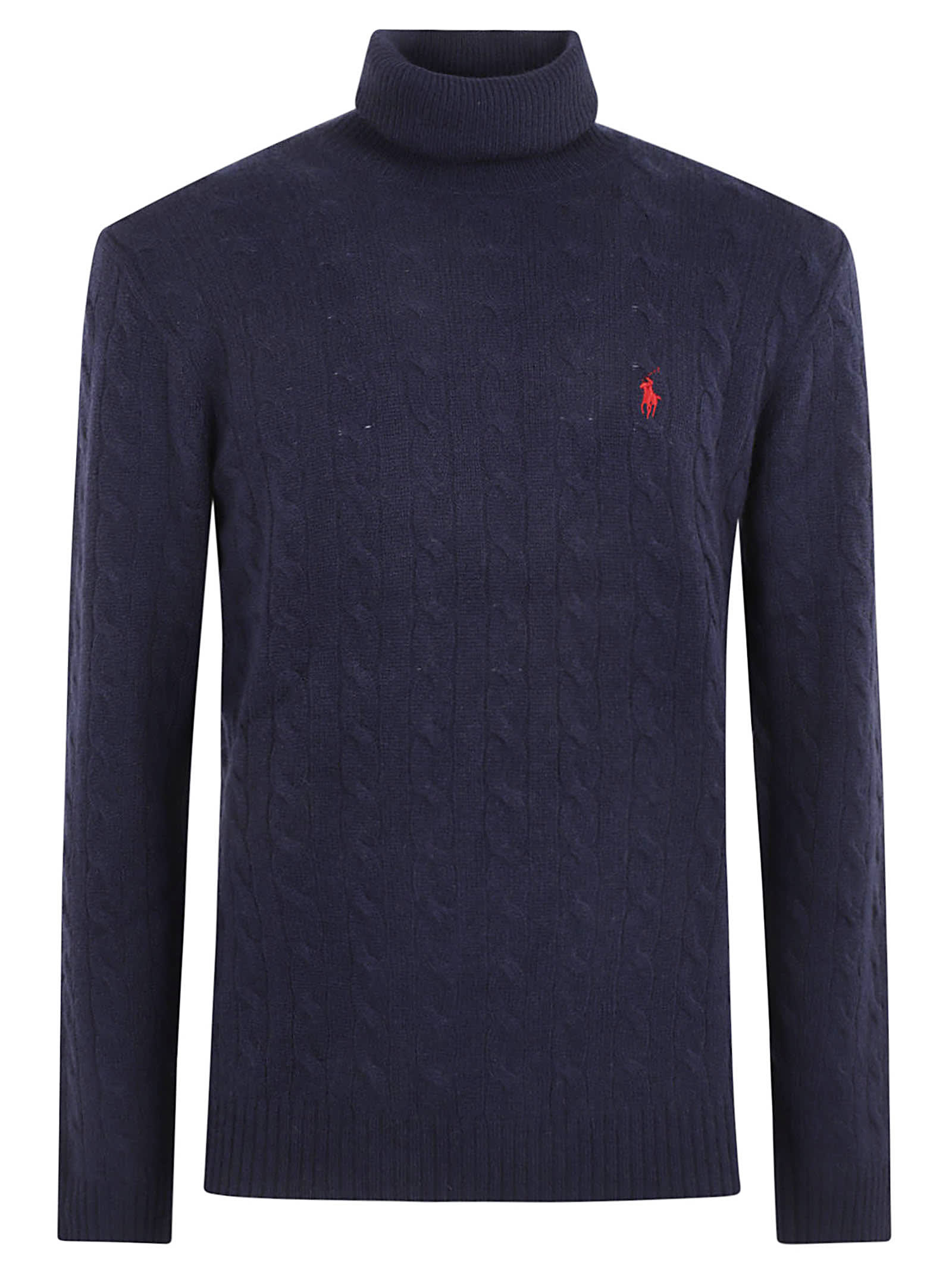 RALPH LAUREN TURTLENECK CABLE KNIT LOGO EMBROIDERY JUMPER 