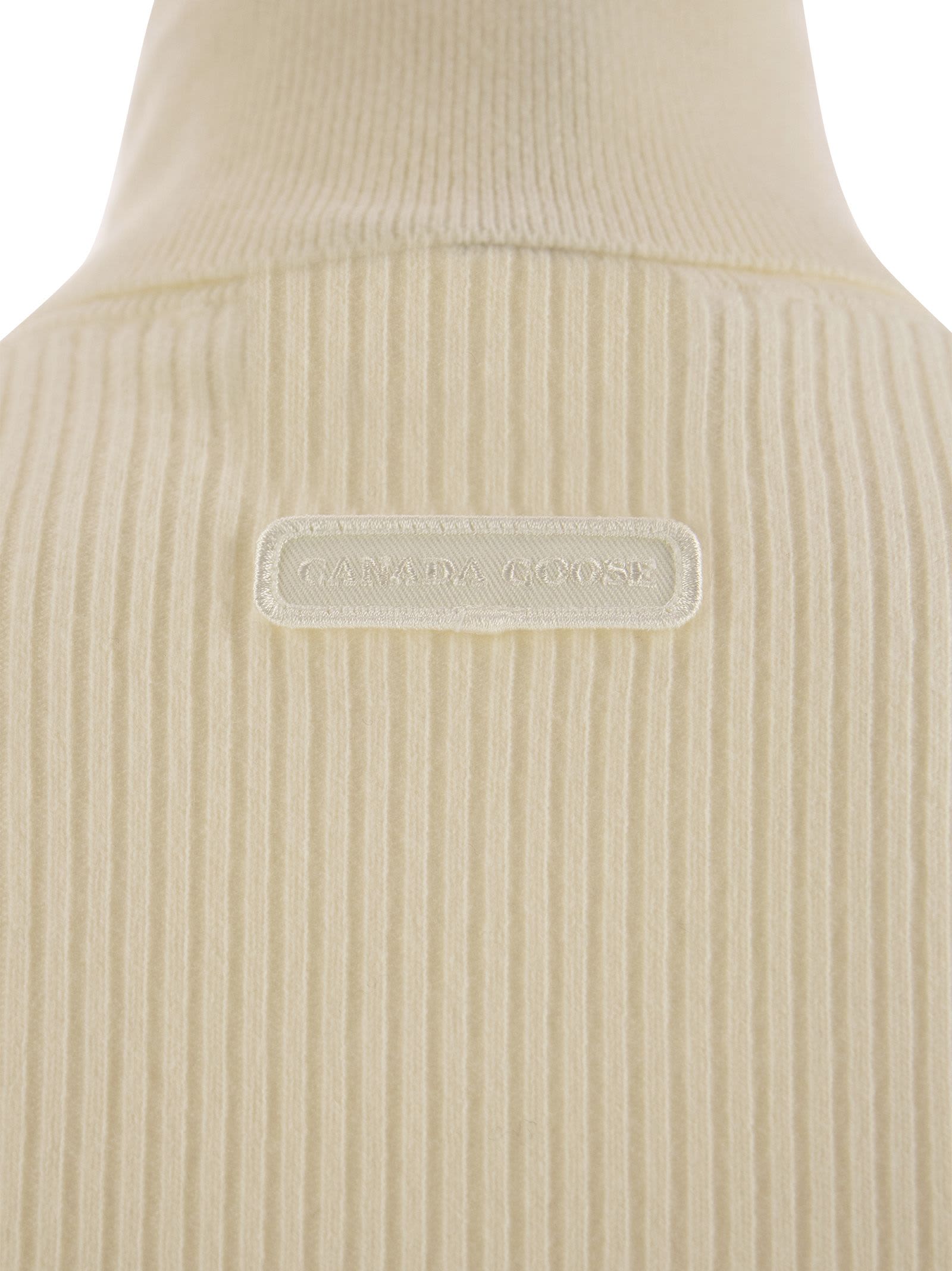 Shop Canada Goose Wool Turtleneck Jumper In Ivory