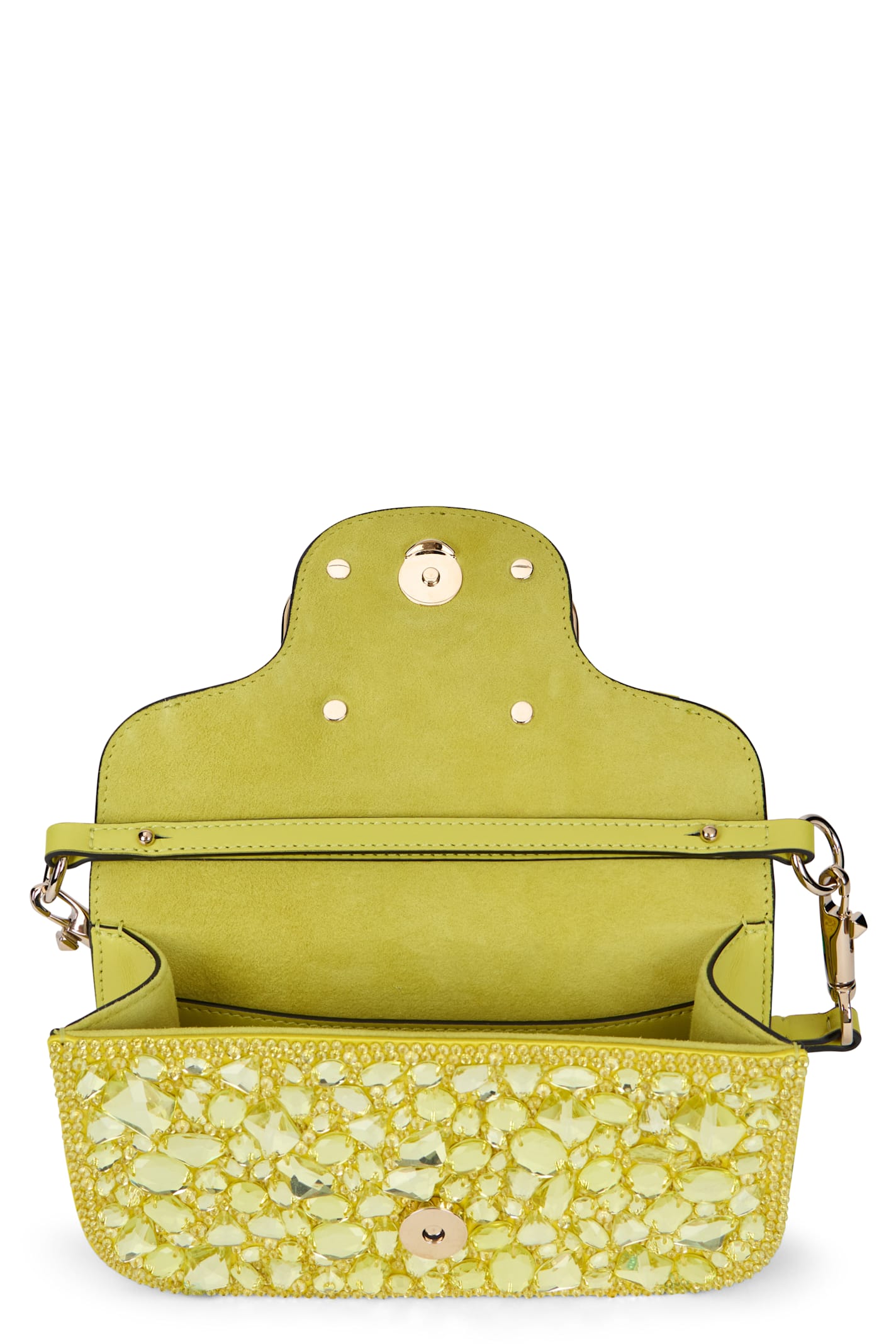 Valentino Crossbody Bag With Jewel Applications In Yellow