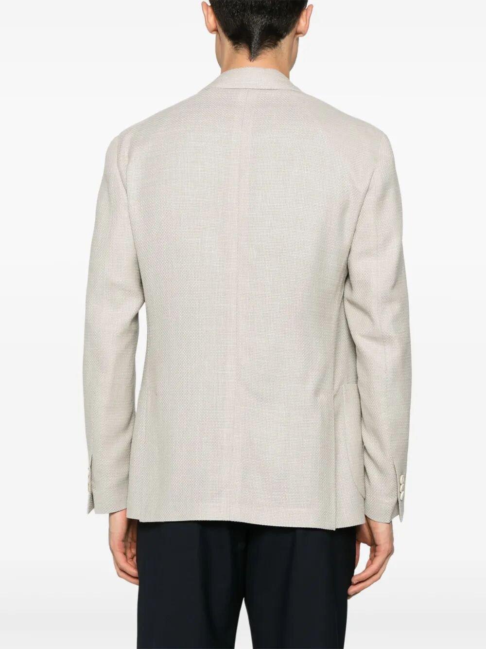 Lardini Textured Beige Tailored Jacket With Notched Lapel