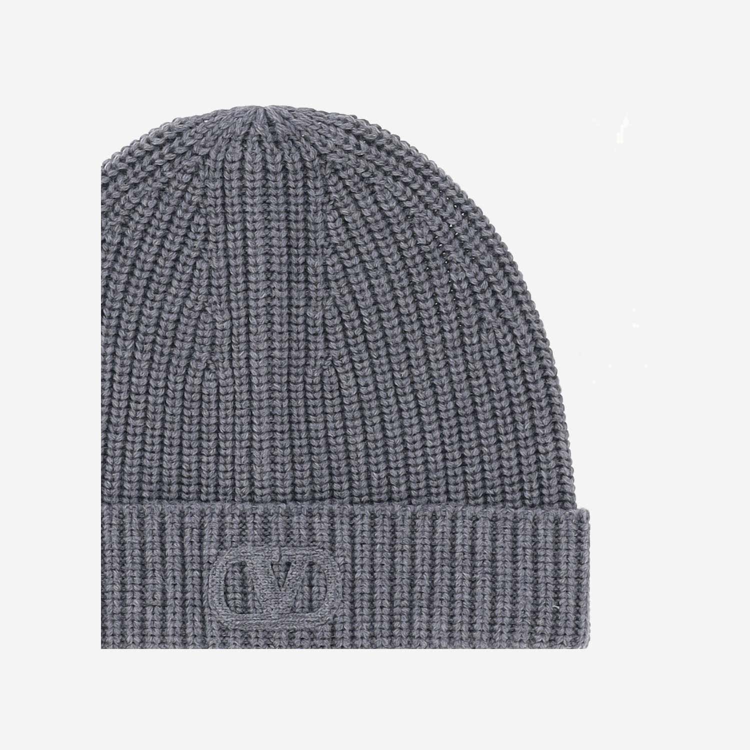 Shop Valentino Wool Beanie With Logo In Grey