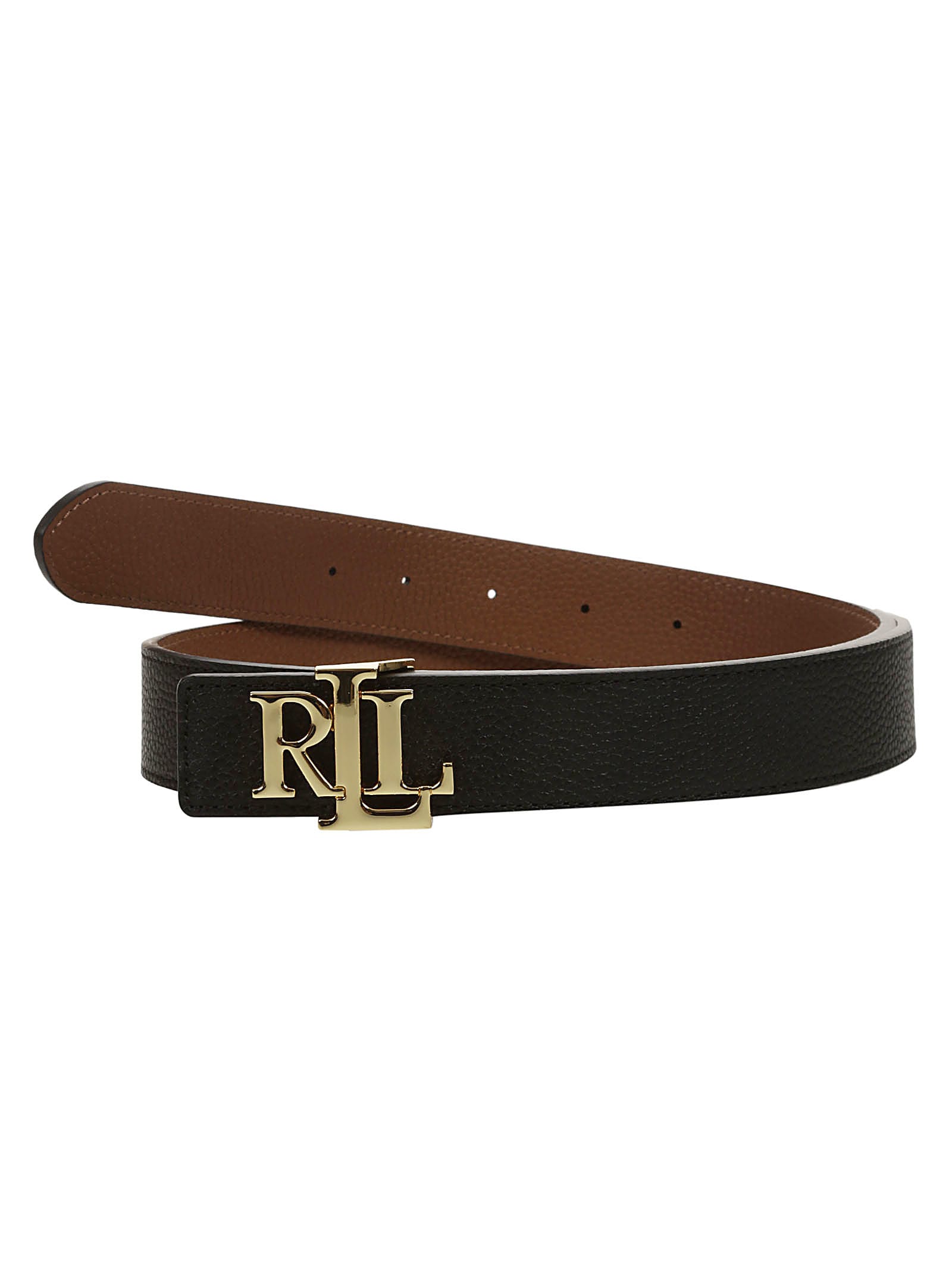 Shop Ralph Lauren Rev Lrl 30 Belt Medium In Black Lauren Tan