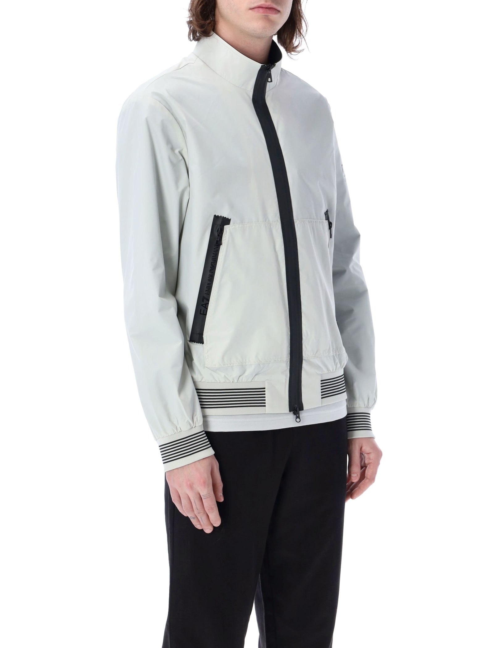 Ea7 Core Identity Bomber Jacket In Oyster Mushroom