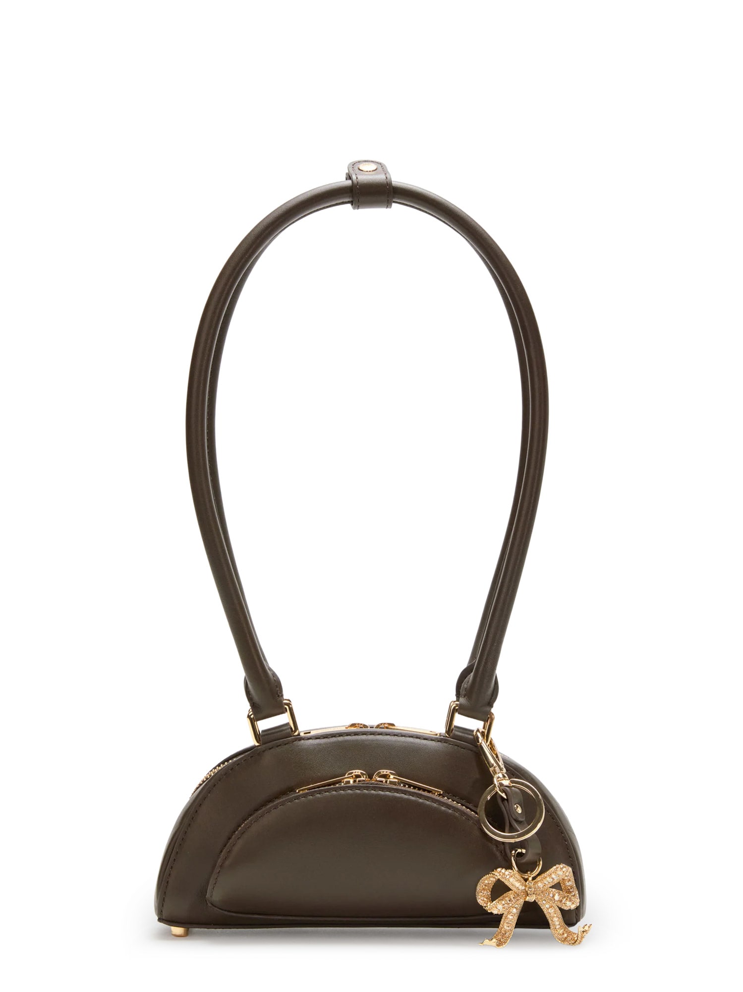 Self-portrait Leather Shoulder Bag With Charms In Brown