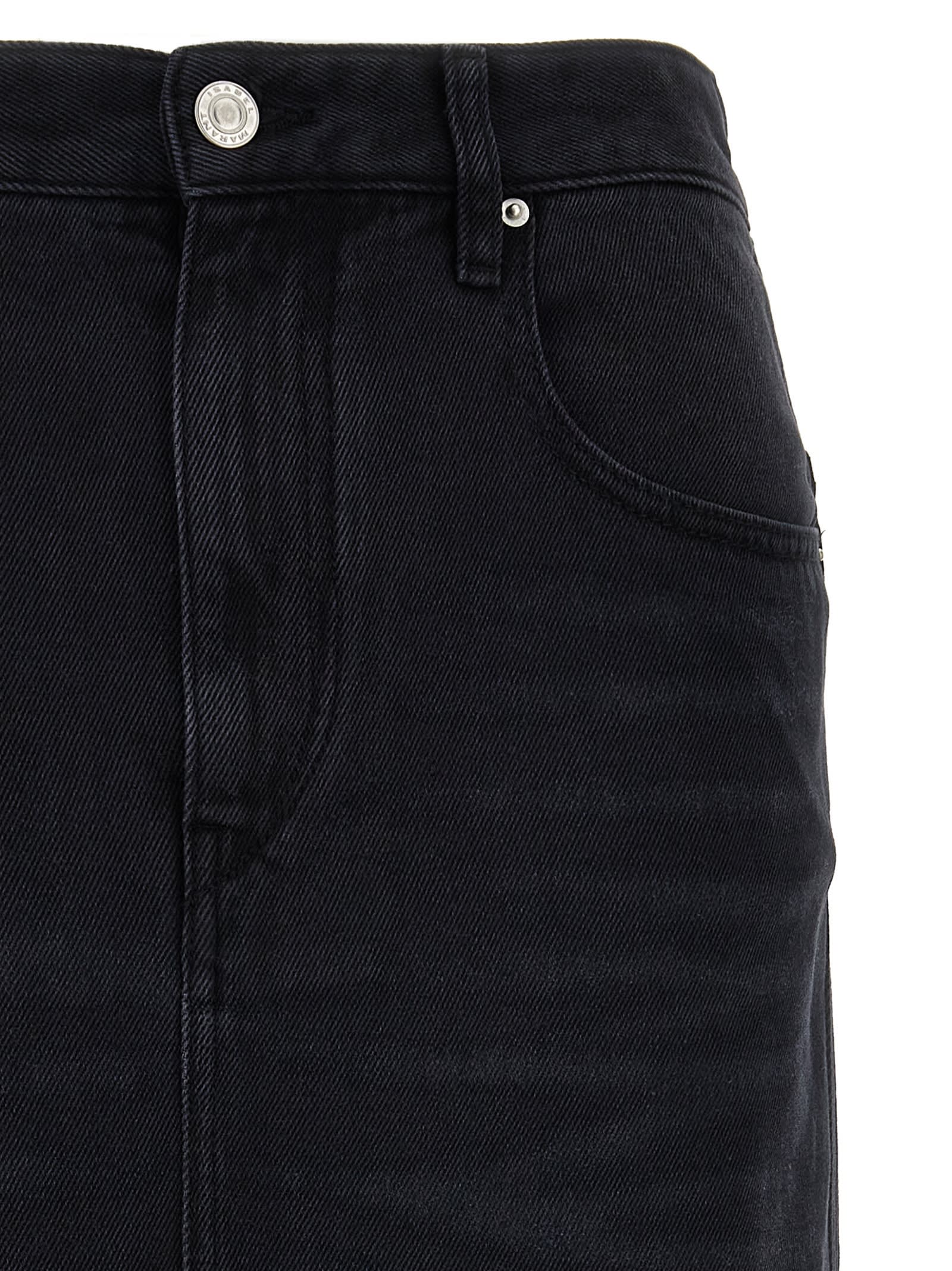 Isabel Marant Tilauria Fine Denim Midi Skirt Clothing In Black