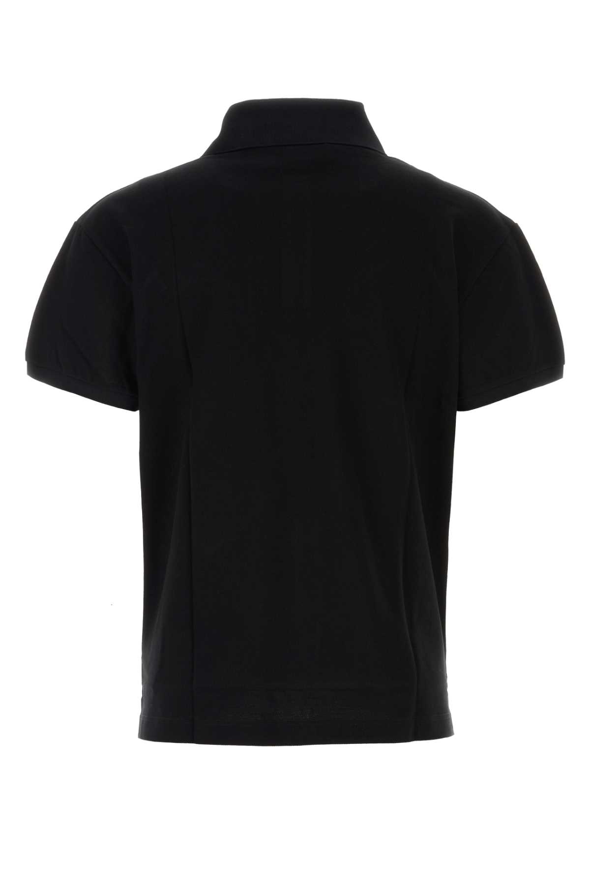 Shop Palm Angels Black Piquet Polo Shirt In Blackwhit