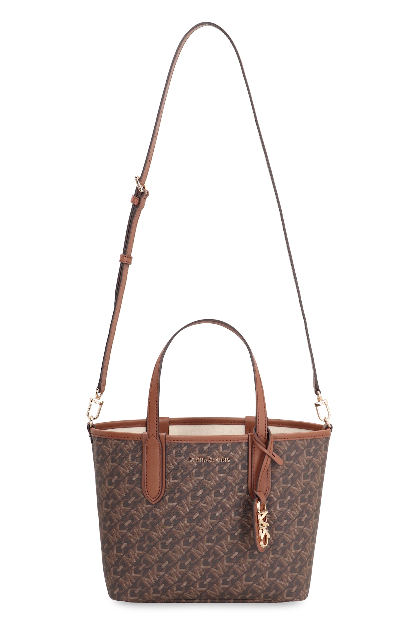 Shop Michael Michael Kors Eliza Printed Canvas Handbag In Brown