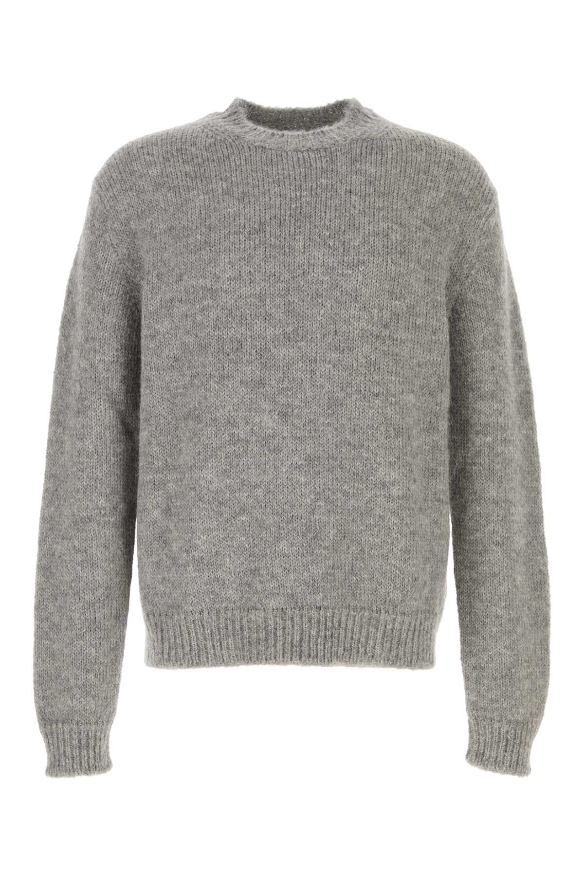 Jil Sander Melange Grey Alpaca Blend Sweater In Multi