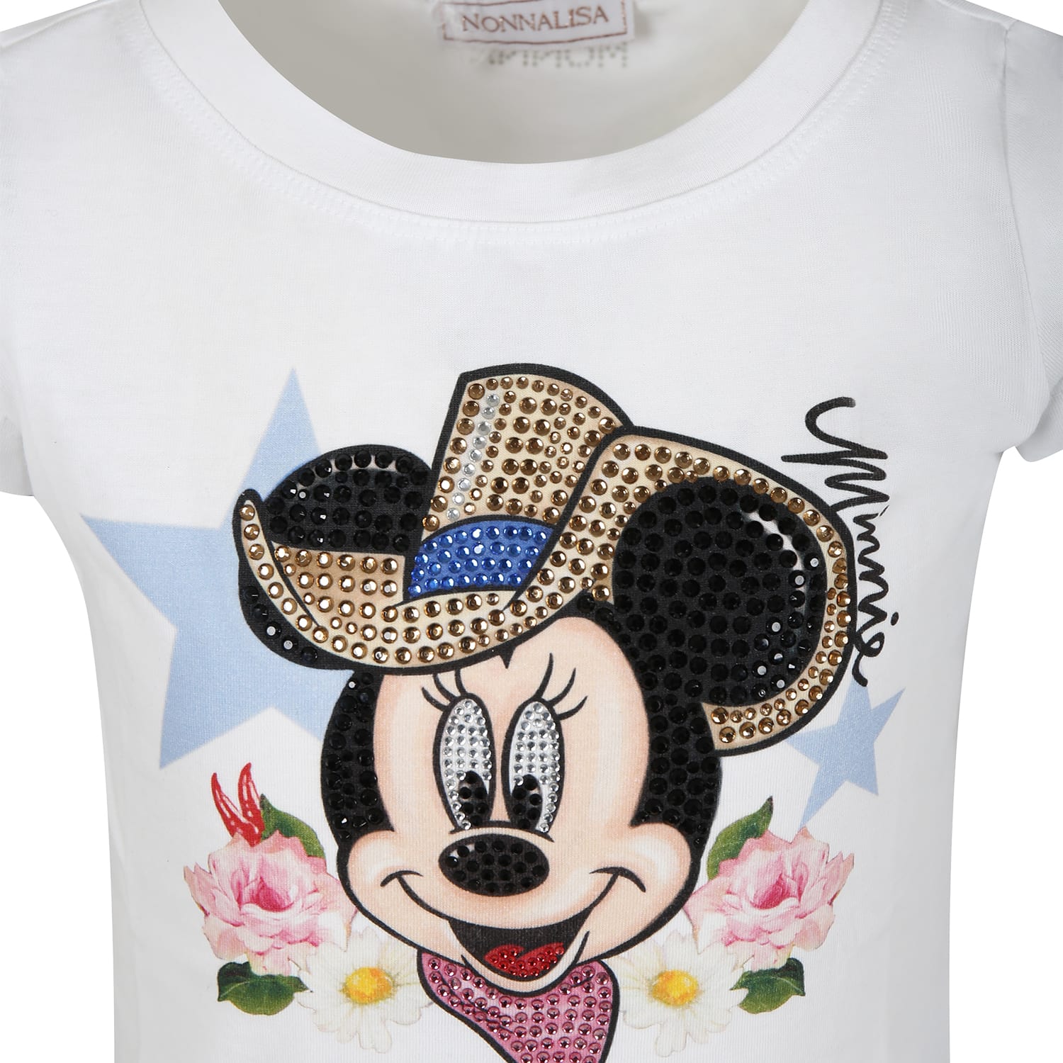 Shop Monnalisa White T-shirt For Girl With Minnie