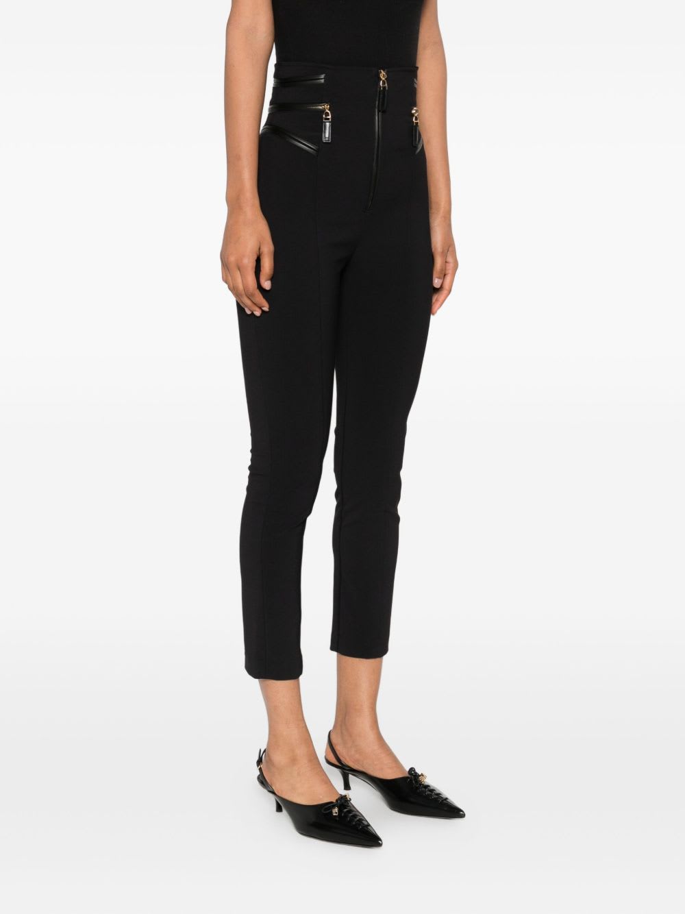 Elisabetta Franchi Zip-fastening Trim-detail Trousers In Black