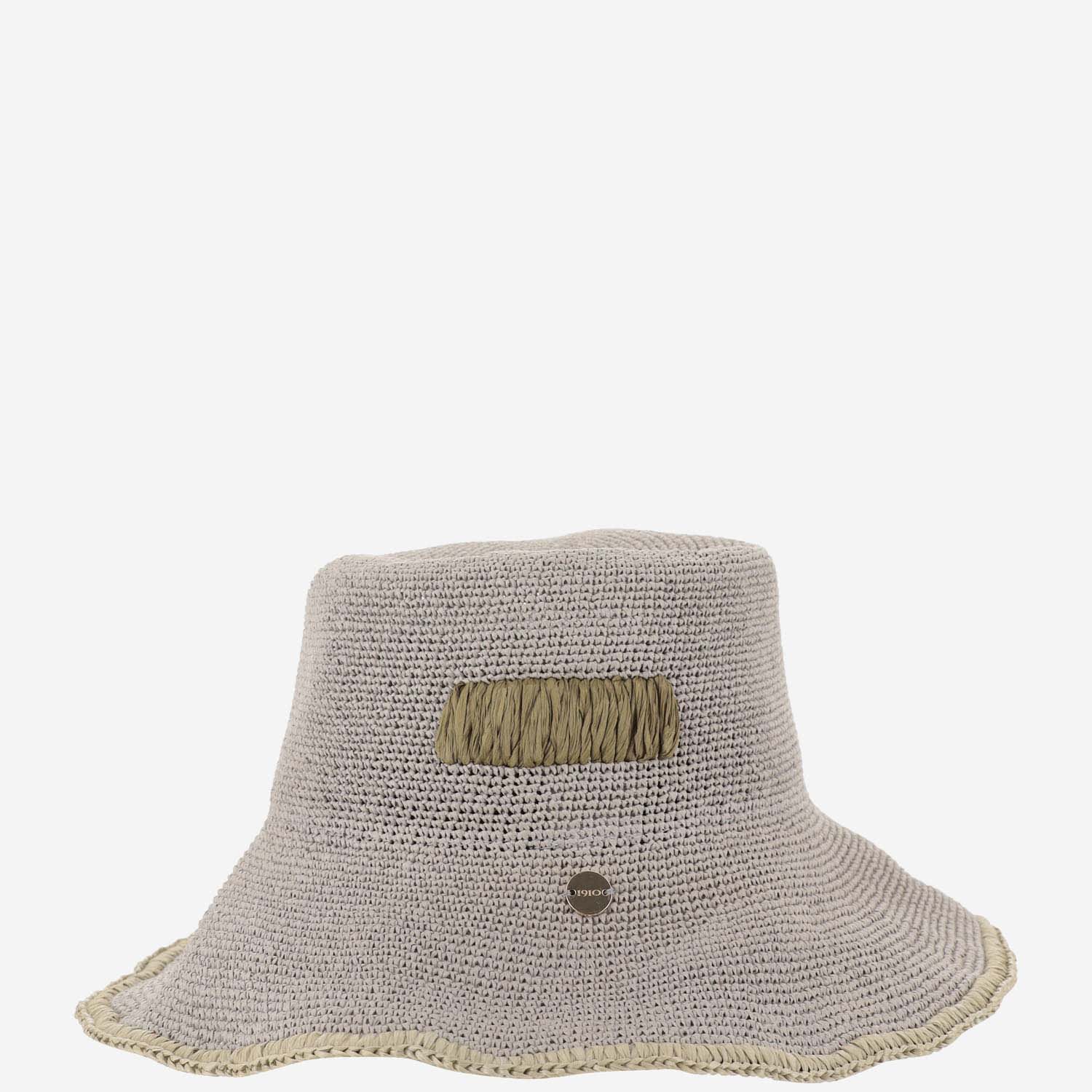 Shop Filippo Catarzi Paper And Viscose Hat With Logo In Grey