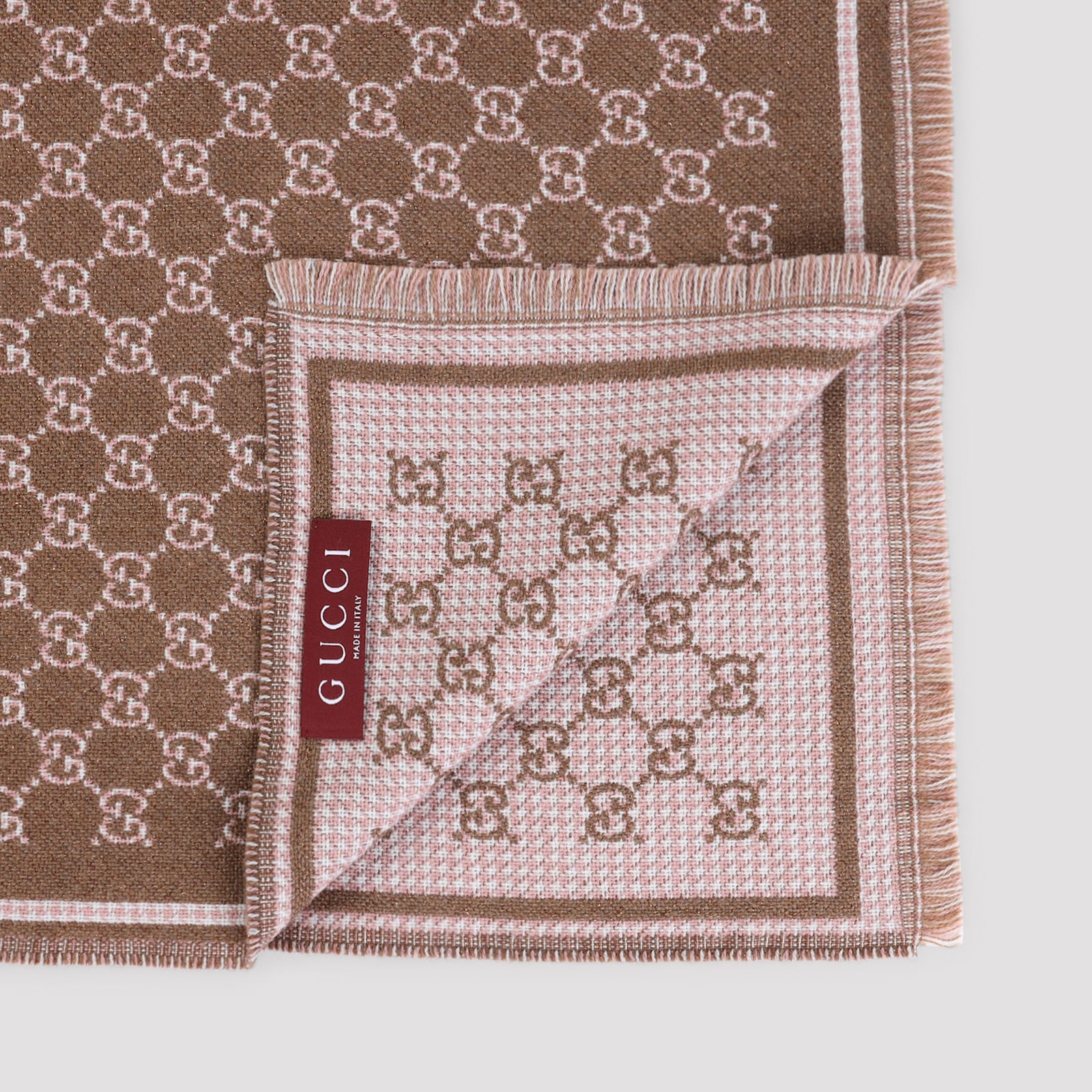 Gucci Brown Signature Pattern Scarf In Multi