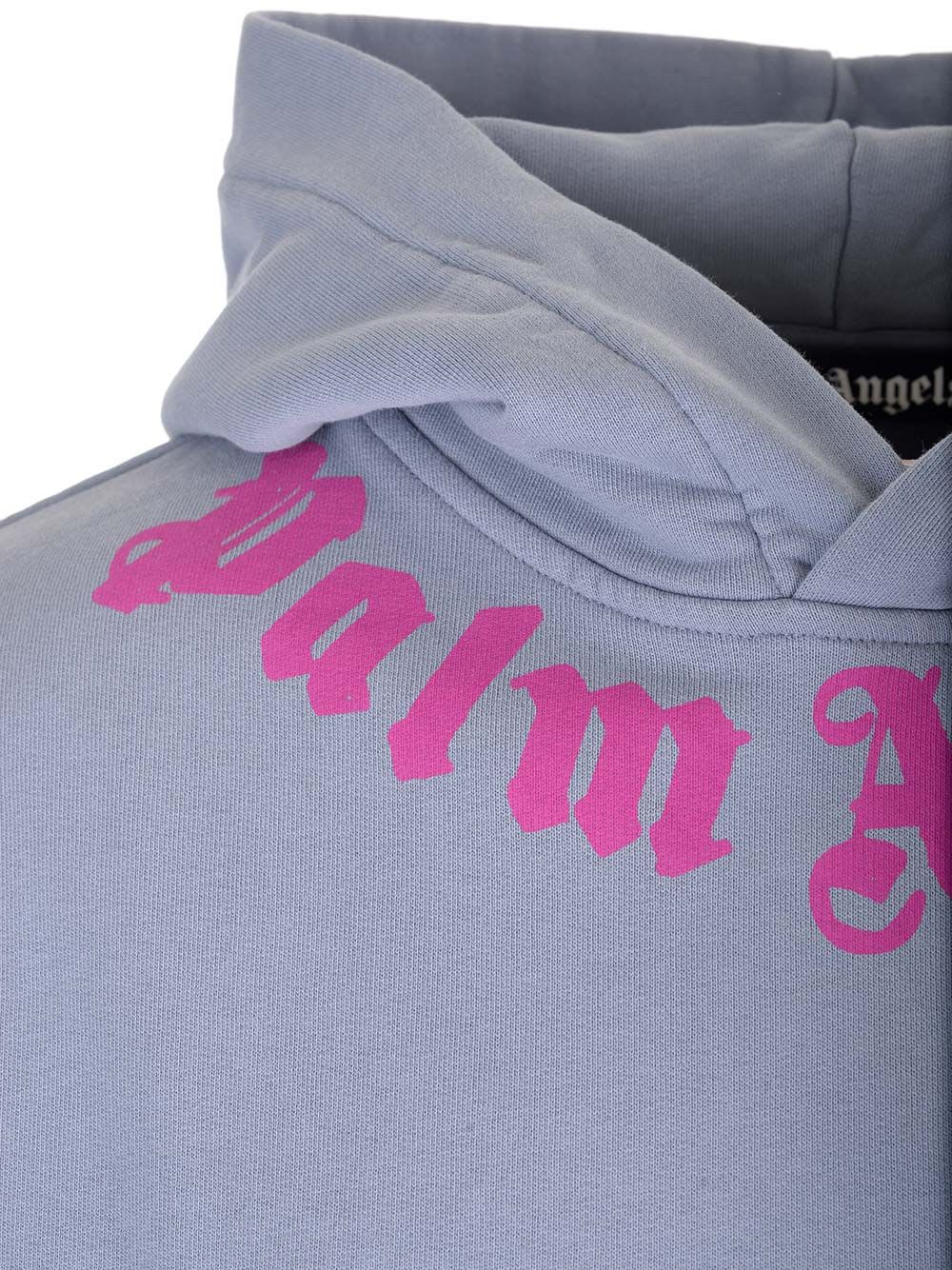 Shop Palm Angels Neck Logo Hoodie In Grey