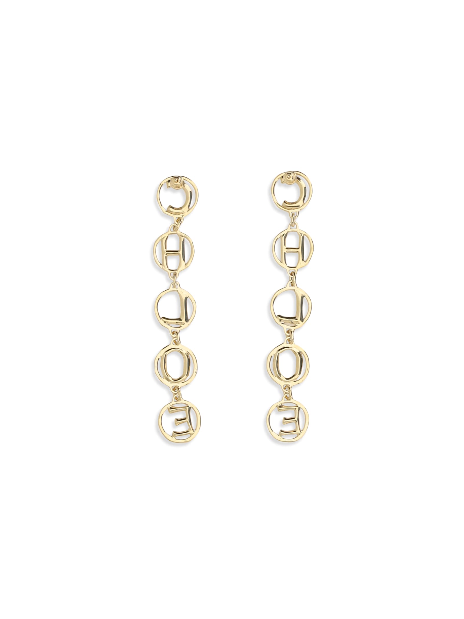 Chloé Women Script Drop Earrings In Gold