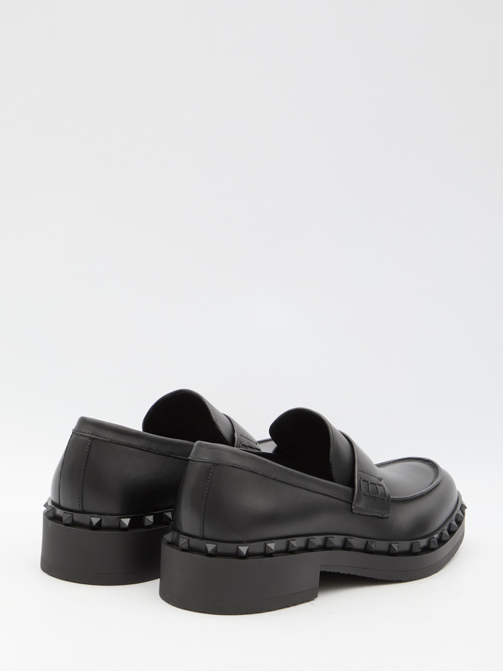 Shop Valentino Rockstud M-way Loafers In Black