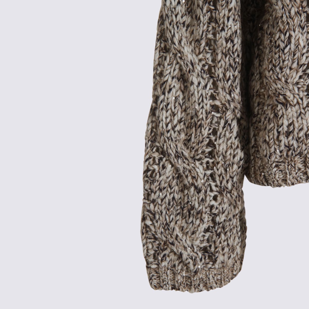 Brunello Cucinelli Women Wool And Cashmere Sweater With Sequins In Neutral