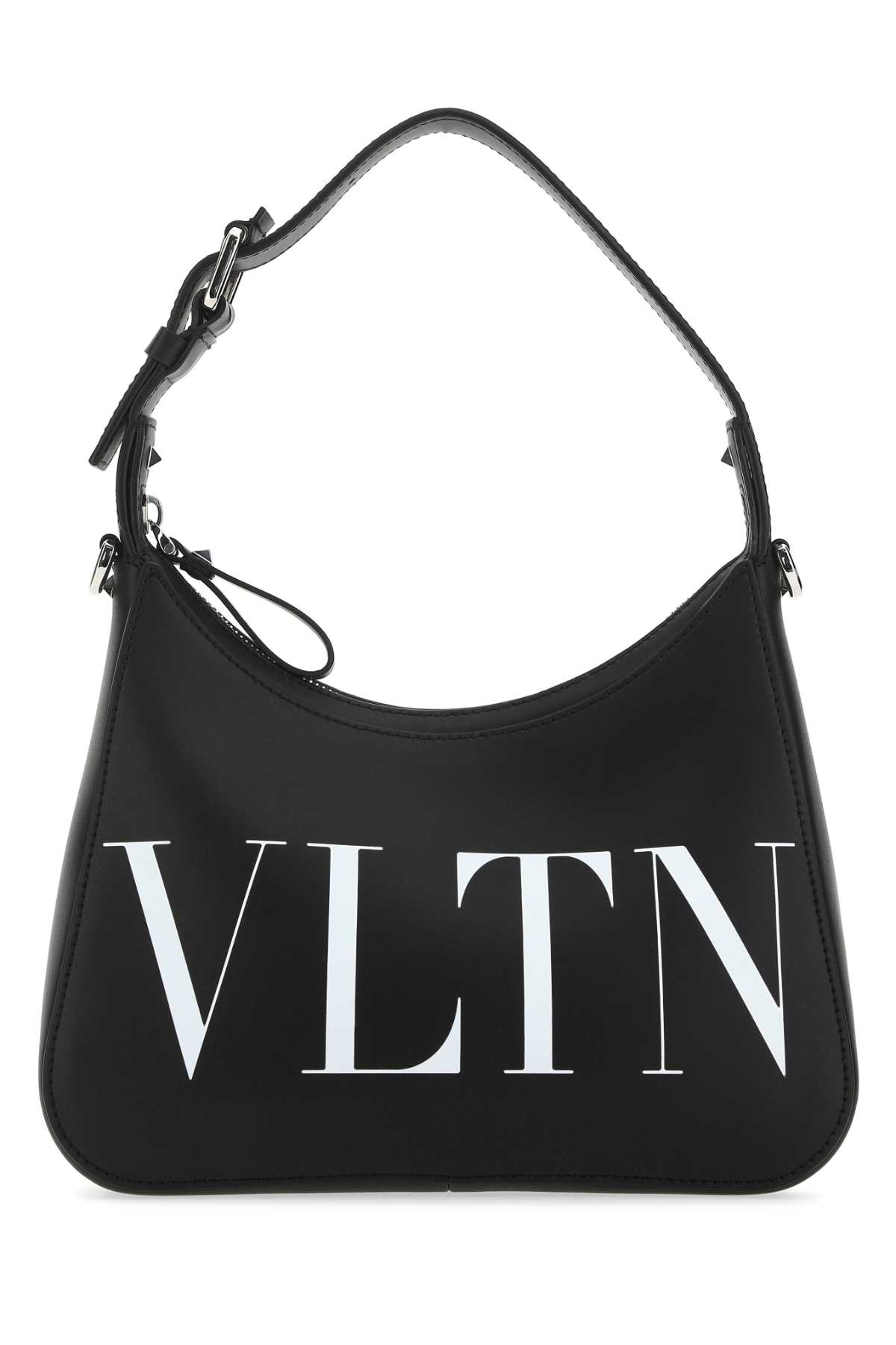Shop Valentino Black Leather Vltn Handbag In 0ni