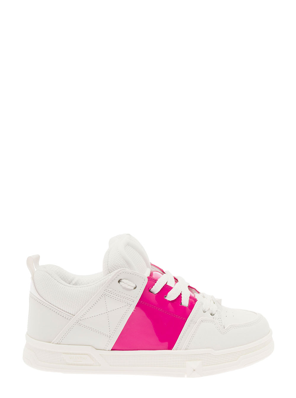 White Open Skate Sneaker In Leather With Contrasting Band Valentino Garavani Woman