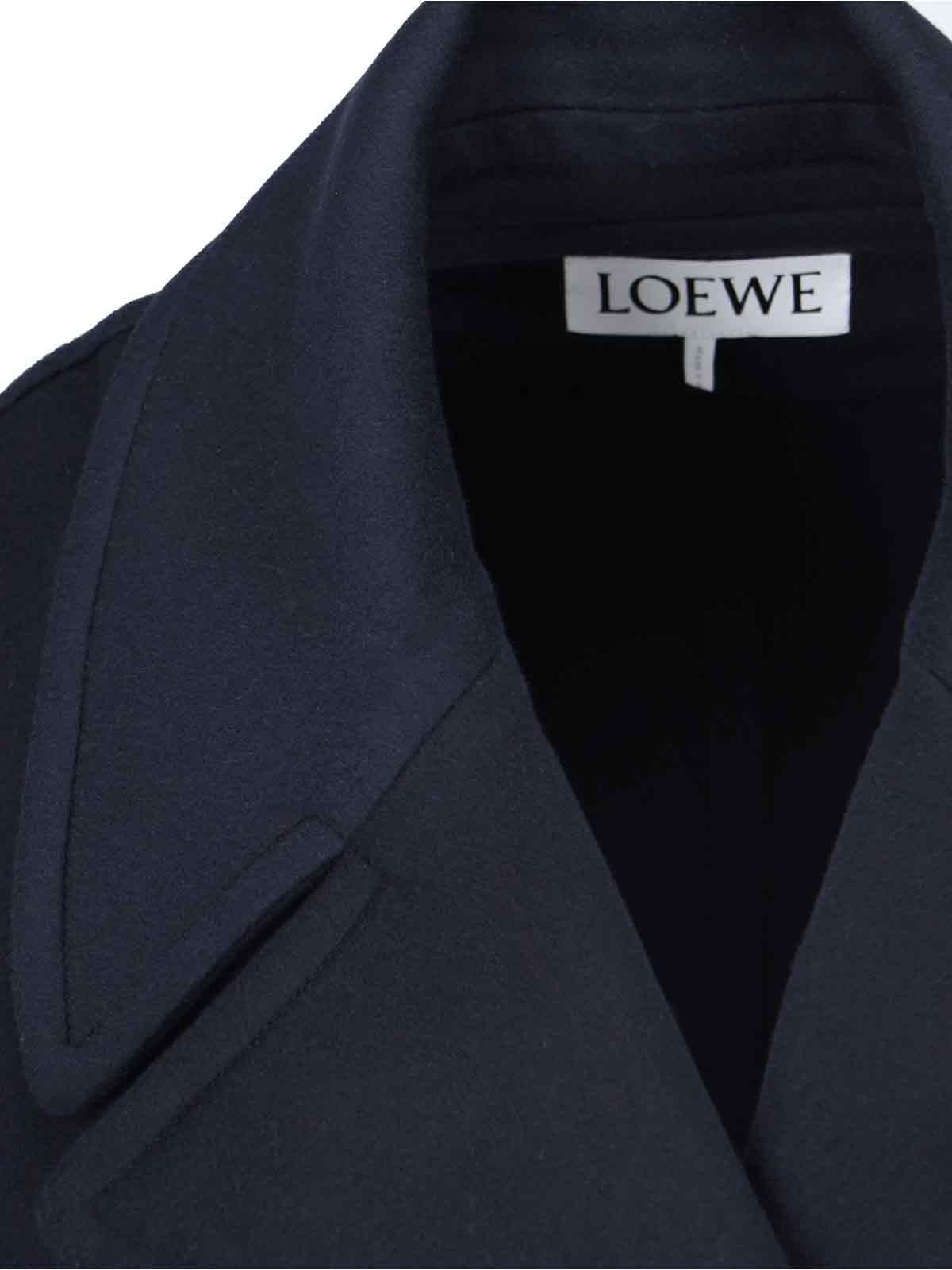 Shop Loewe Double-breasted Mini Coat In Blue