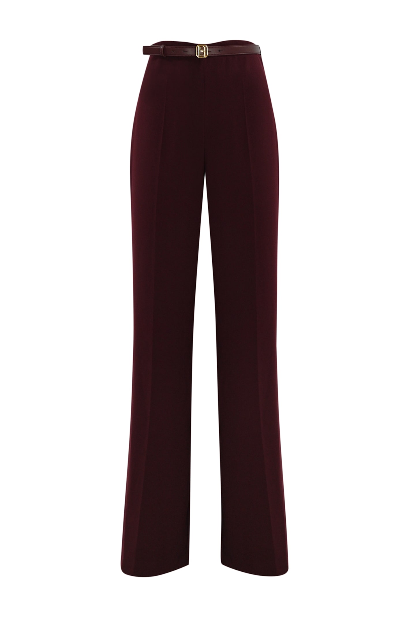 Shop Elisabetta Franchi Satin Palazzo Trousers In Rouge Noir