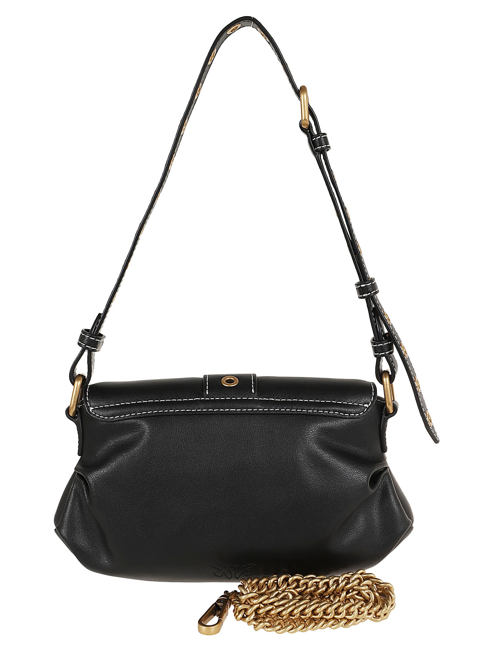 Shop Pinko Jolene Shoulder Mini Vitello C In Q Nero Antique Gold