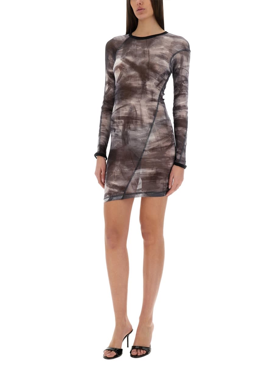 Helmut Lang Scribble Twisted Dress In Grey