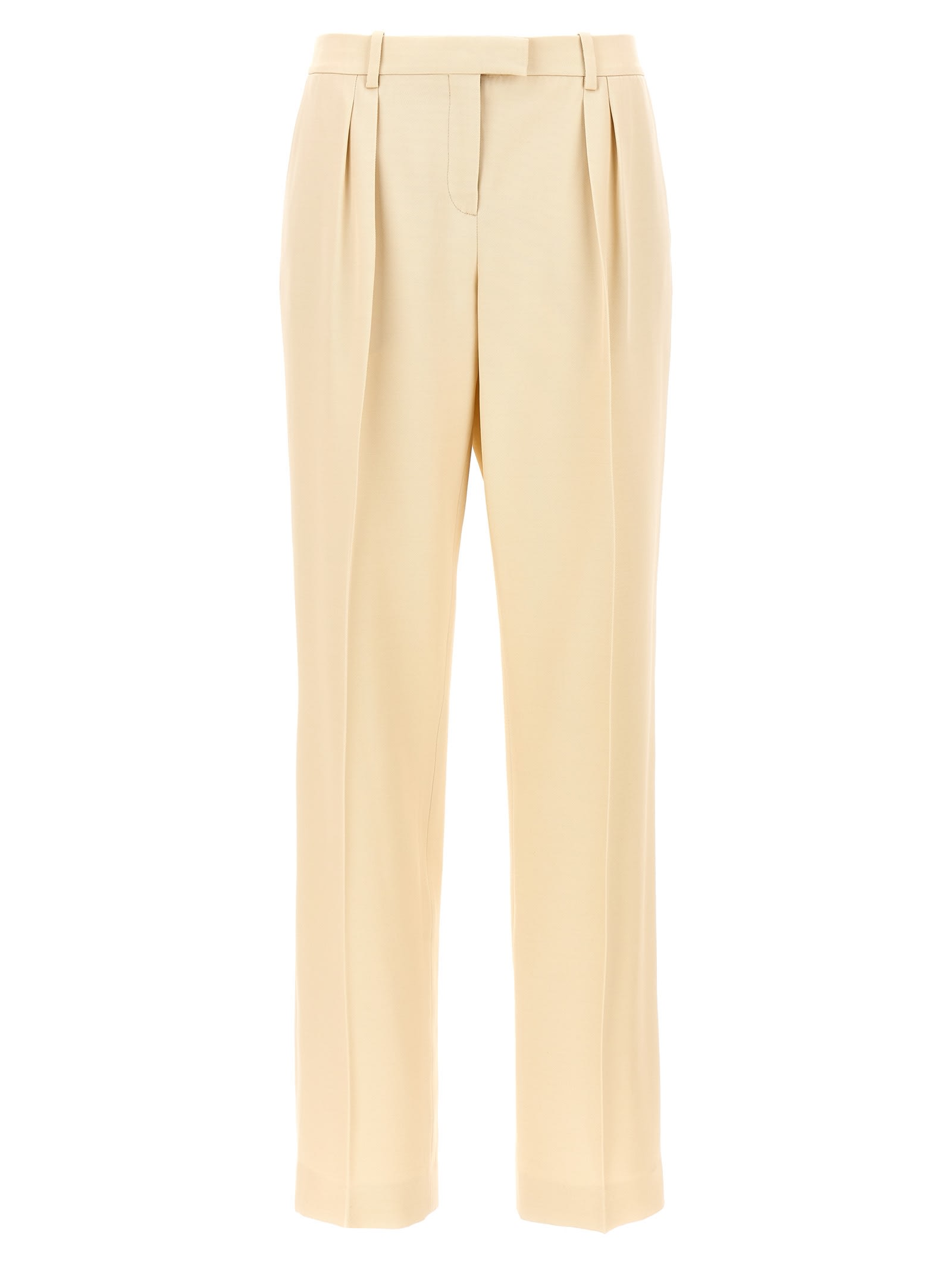 Shop Tom Ford Pants With Front Pleats In Beige