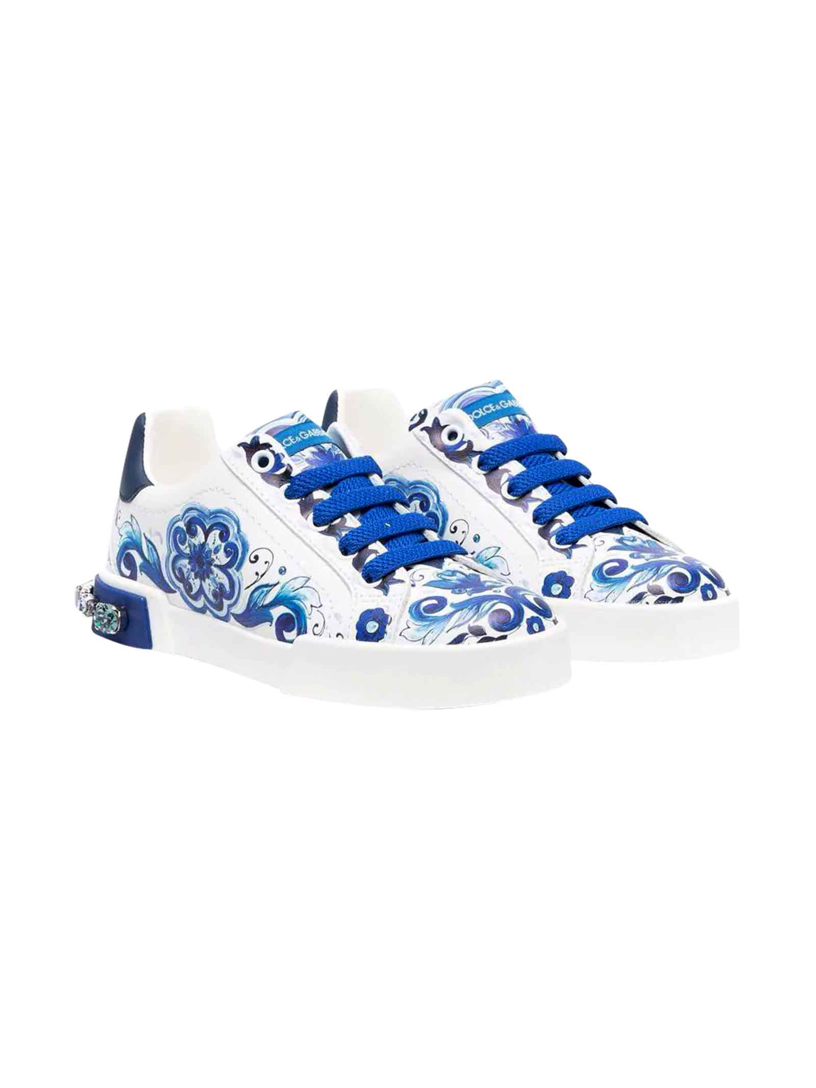 Dolce & Gabbana Blue And White Sneakers Unisex,