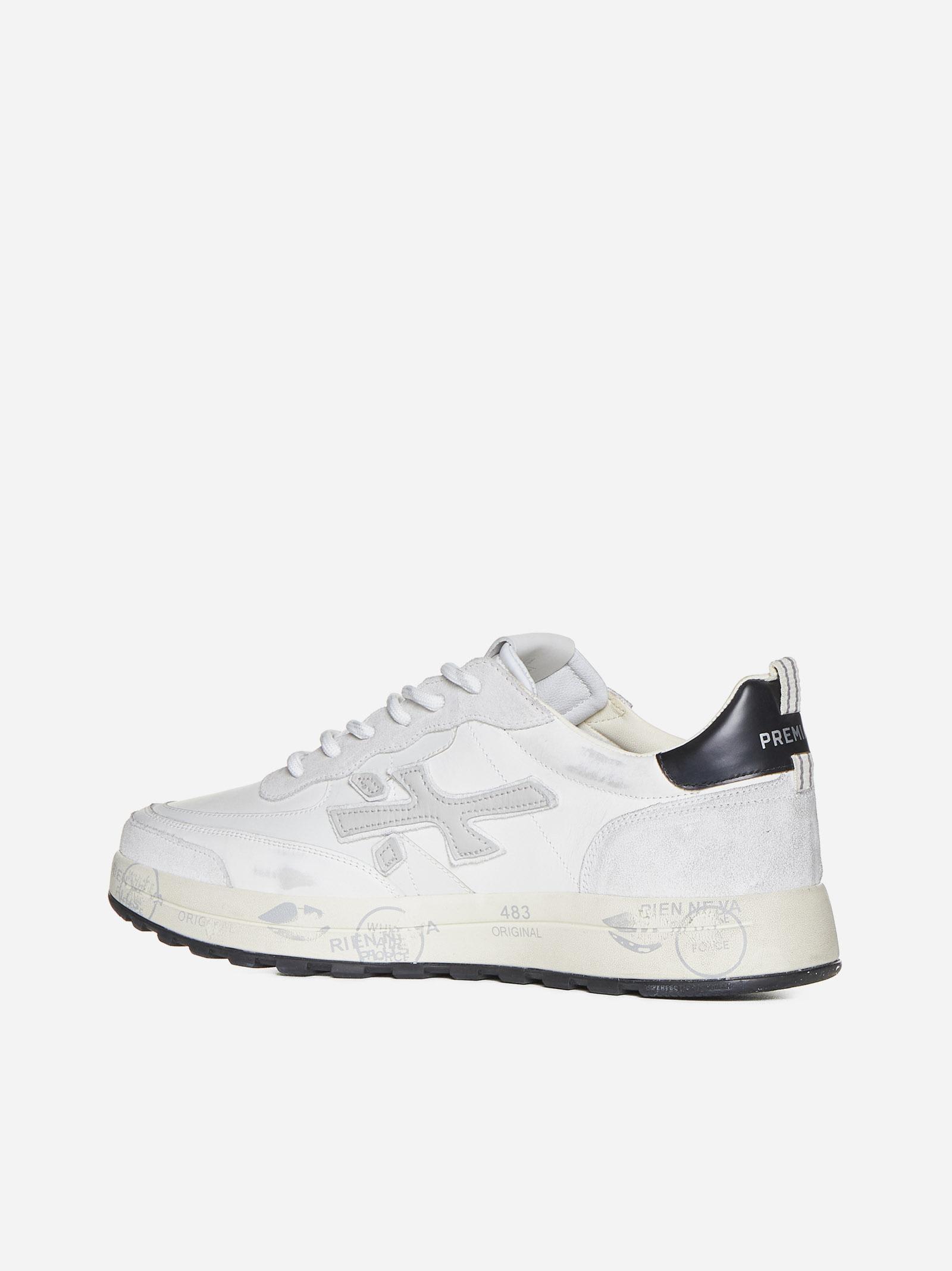 Shop Premiata Nous Leather And Suede Sneakers  In White