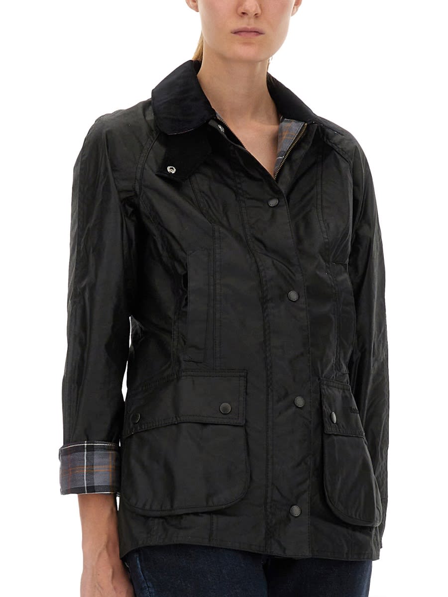 Barbour Black Beadnell Waxed Jacket In Black