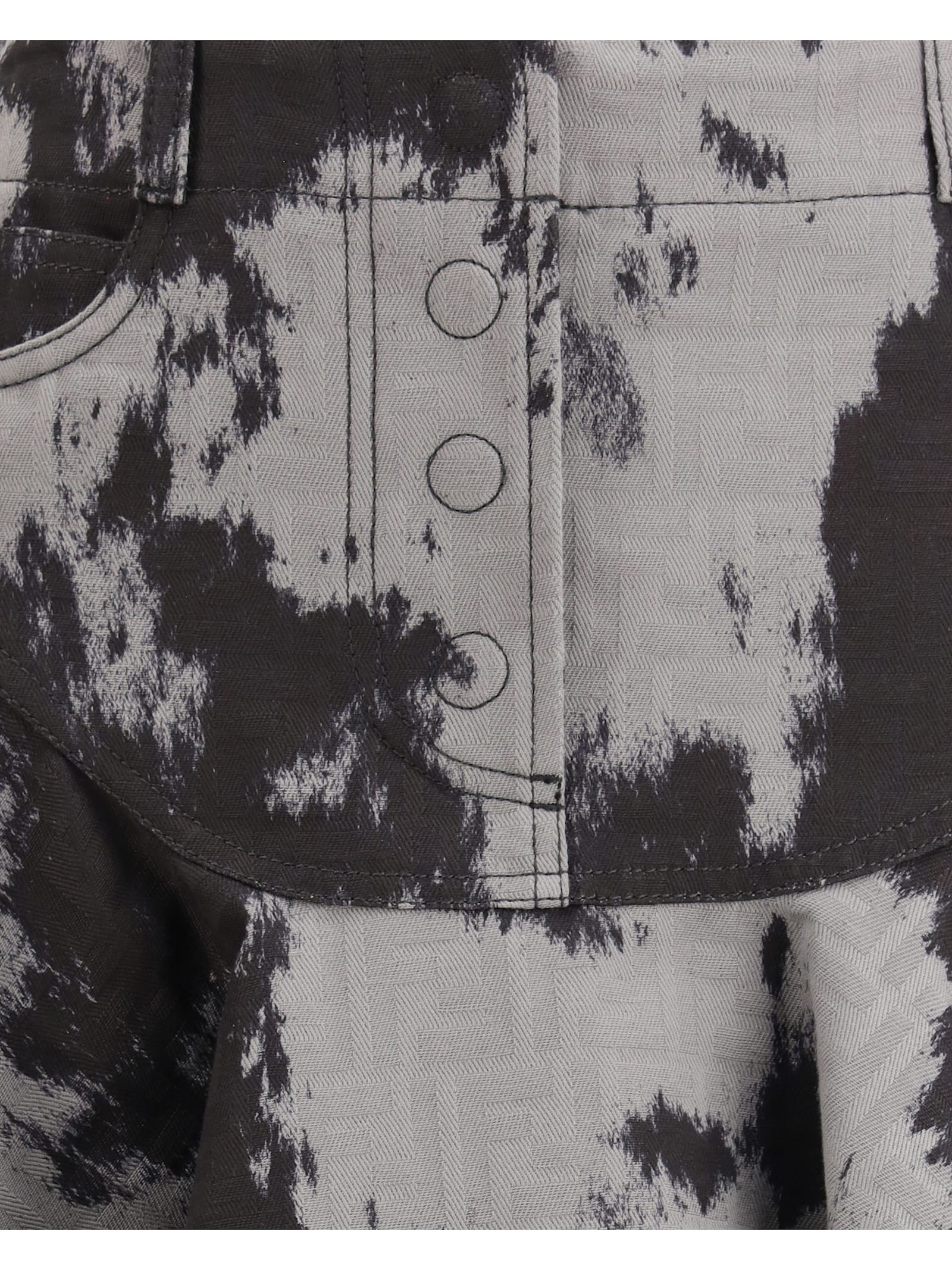 Fendi Ff Denim Skirt With Frosted Fauna Motif In Black