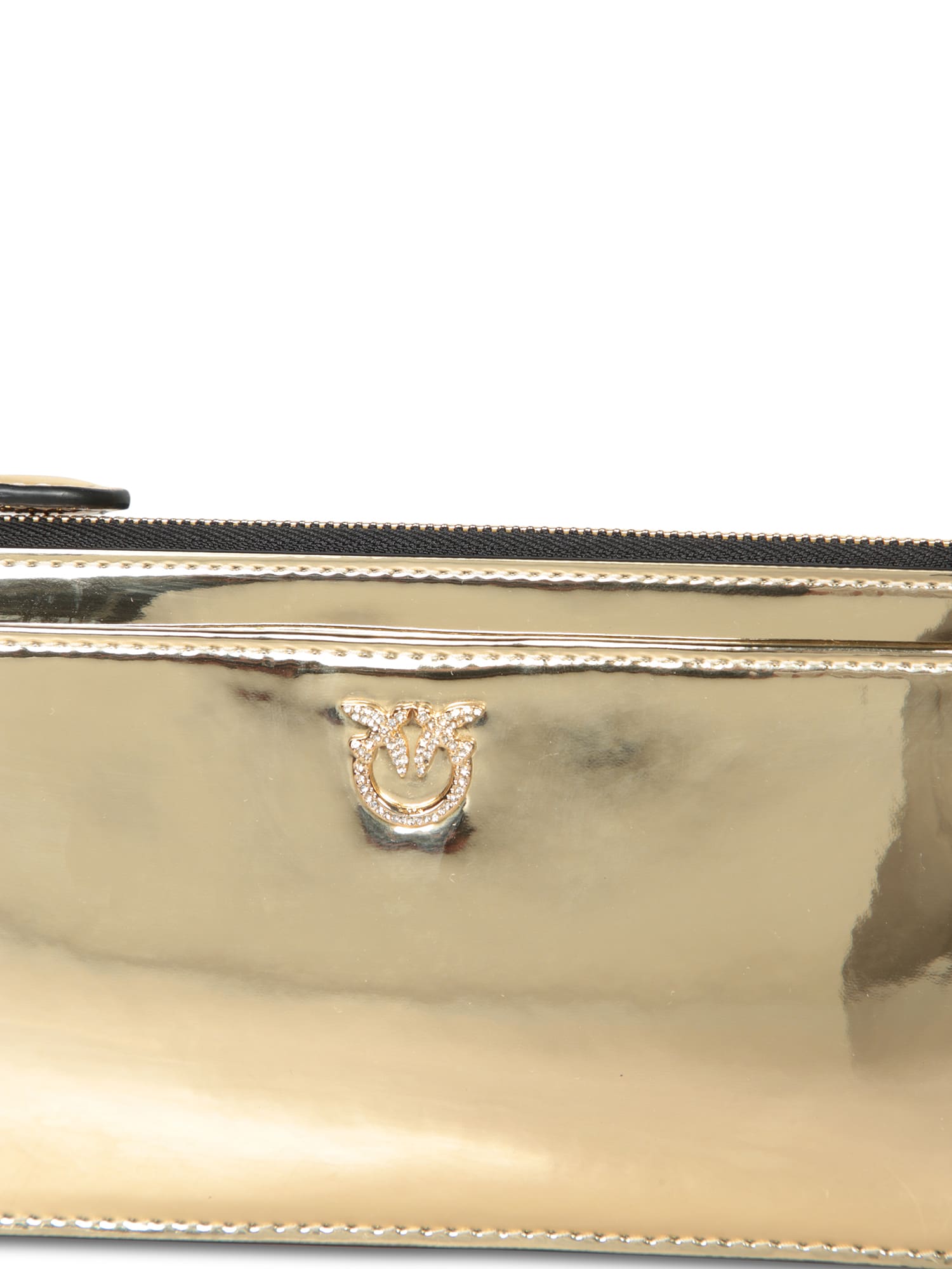 Shop Pinko Logo Cards Holder In Golden