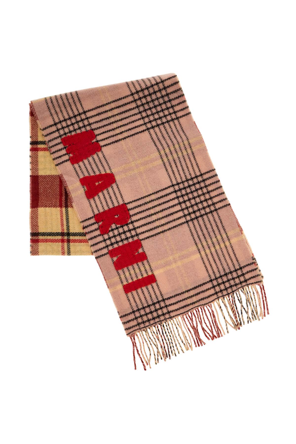 Shop Marni Double Check Wool Scarf In 8 In Antique Rose (pink)