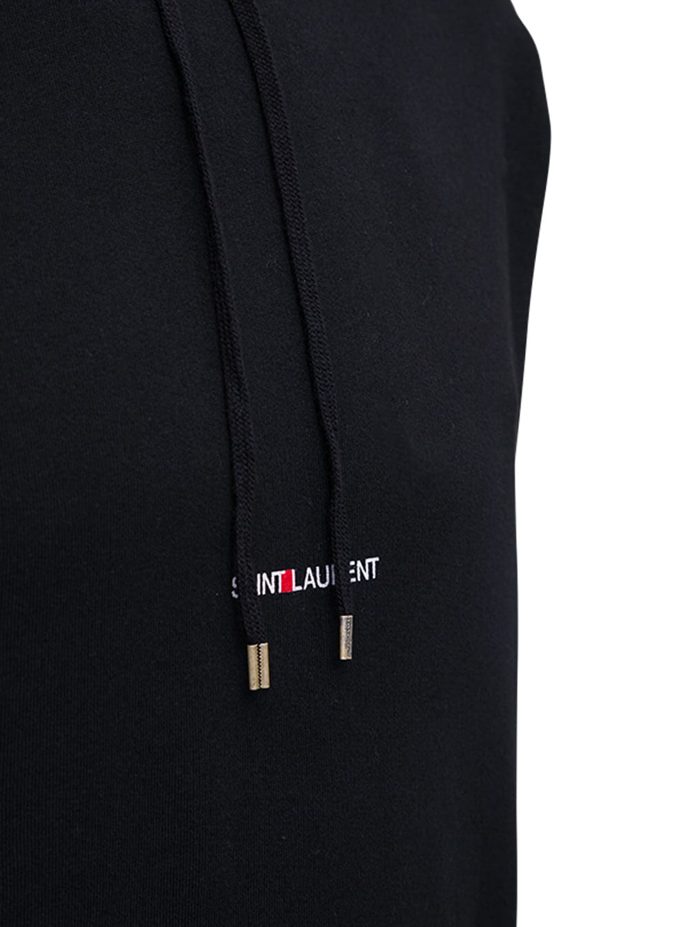 Shop Saint Laurent Black Cotton Hoodie With Logo Print