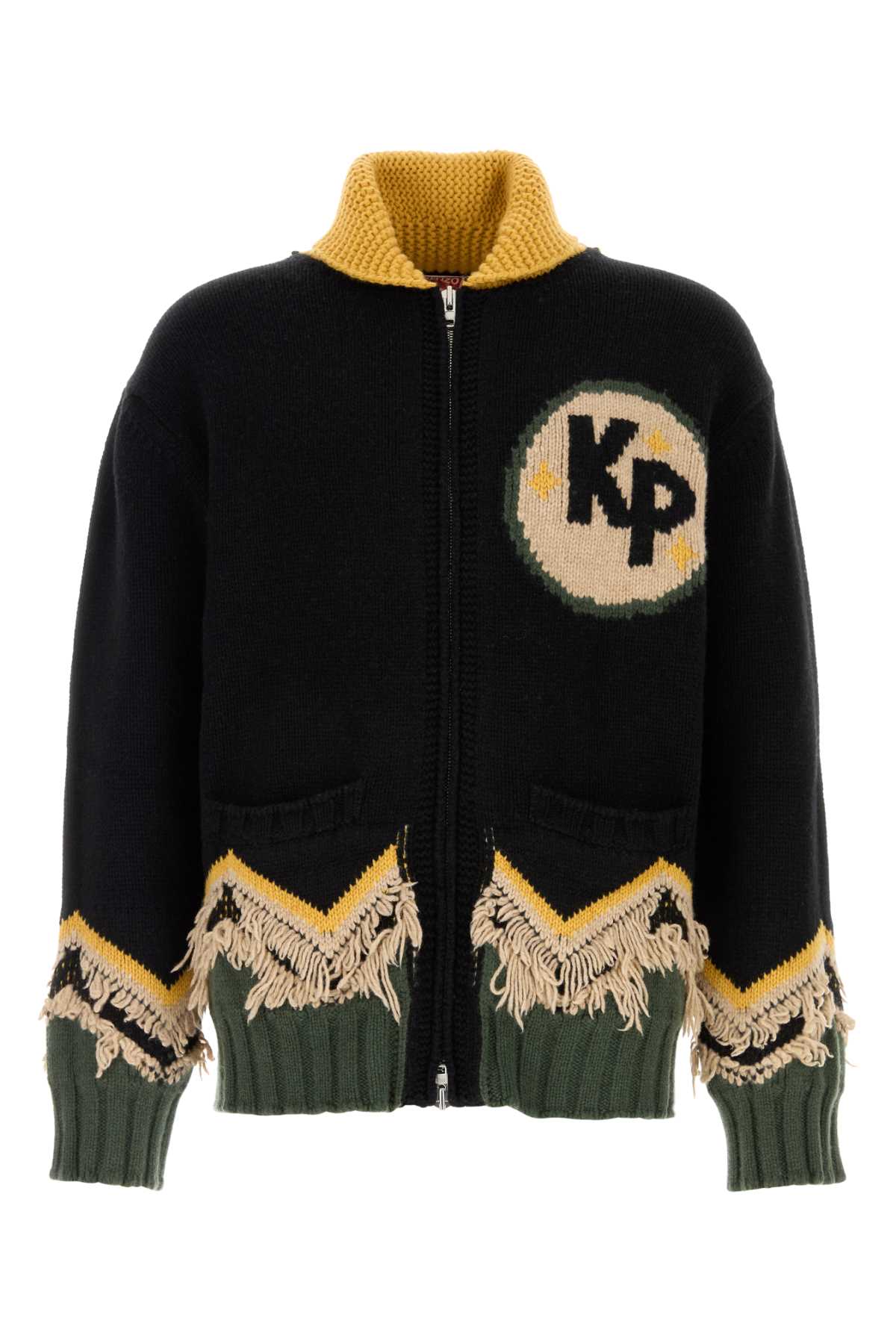 Shop Kenzo Black Wool Cardigan In Noir